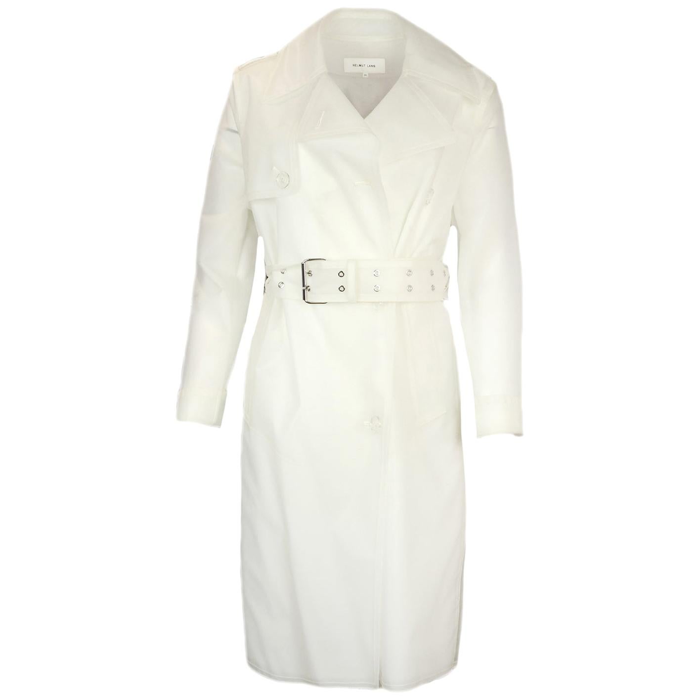 Helmut Lang Transparent PVC Double Breasted Trench Coat with Belt sz XS