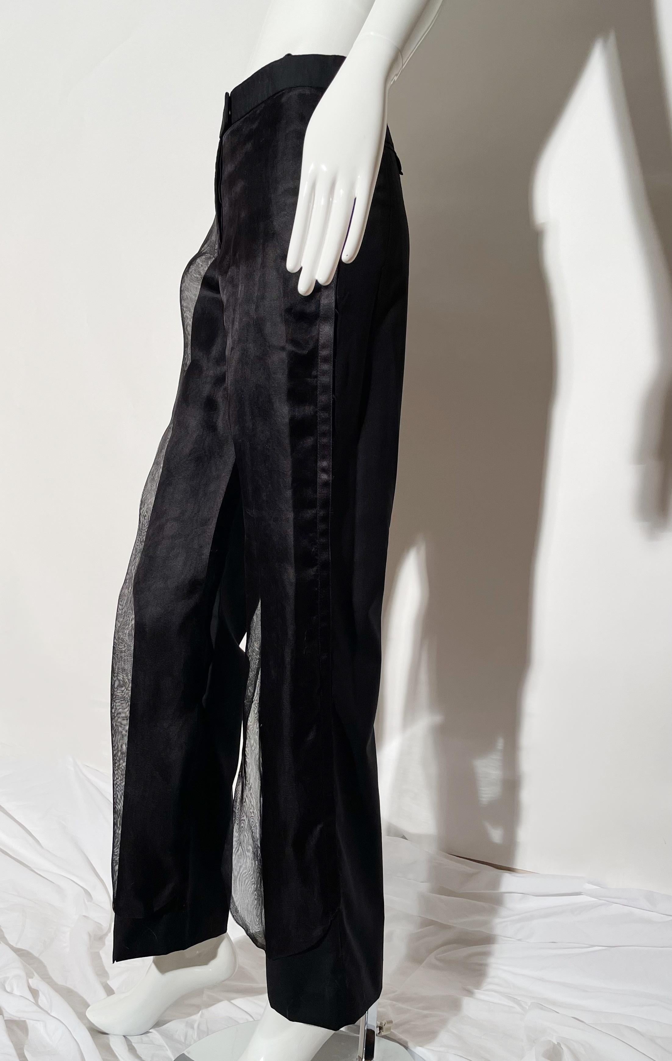 Black Helmut Lang Tuxedo Trouser Mesh Overlay For Sale