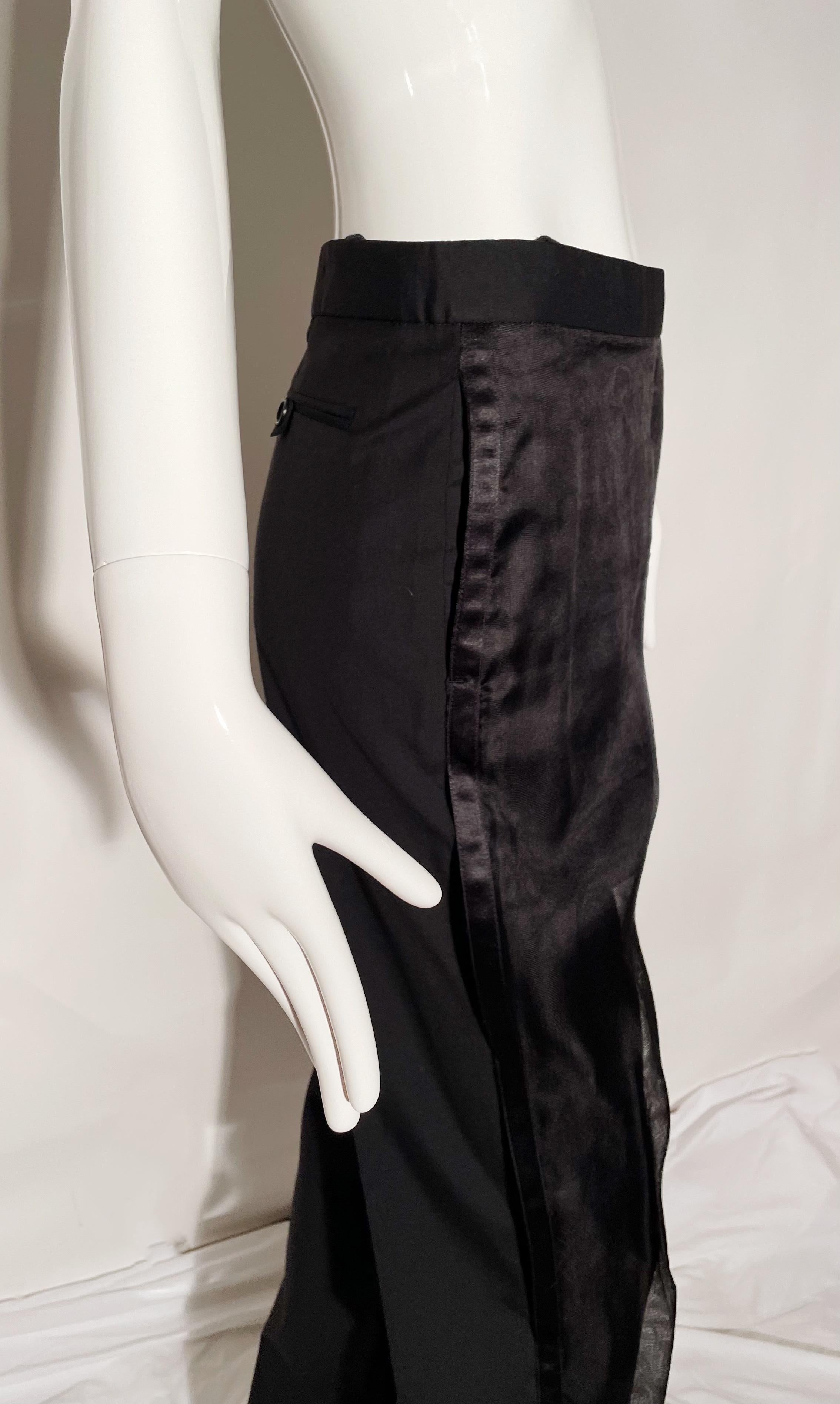 Helmut Lang Tuxedo Trouser Mesh Overlay In Excellent Condition For Sale In Los Angeles, CA