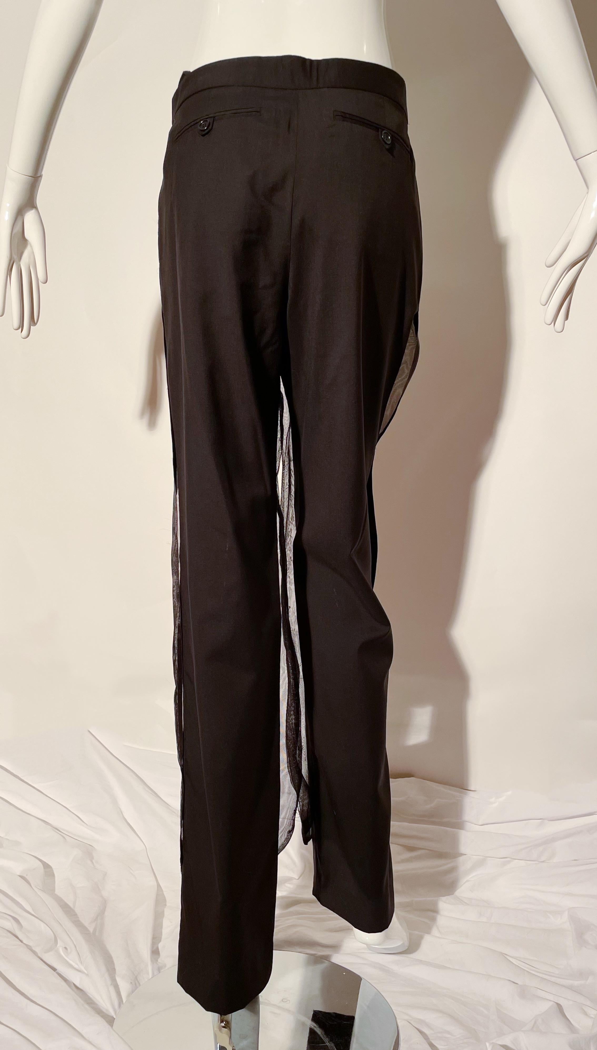 Women's Helmut Lang Tuxedo Trouser Mesh Overlay For Sale