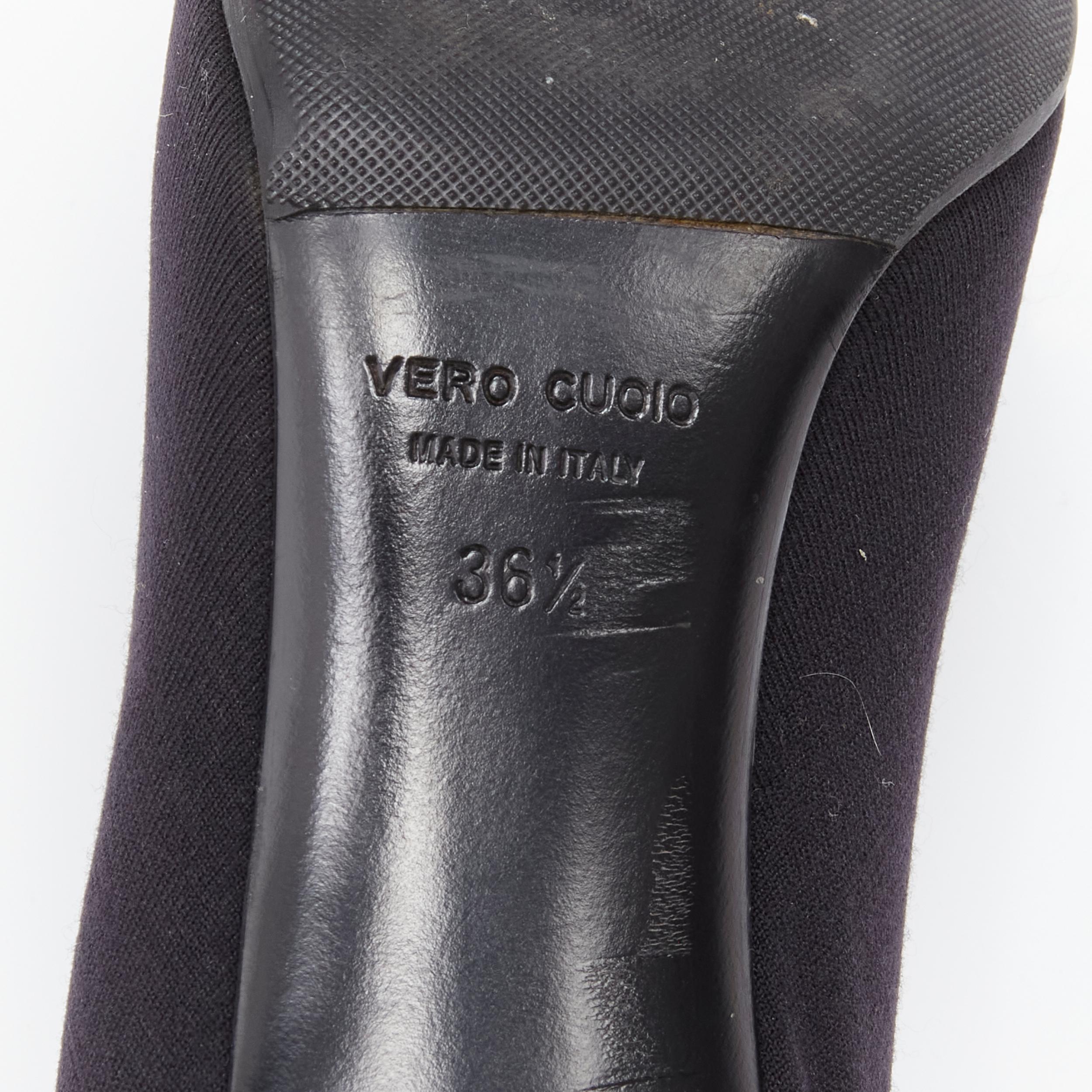 HELMUT LANG Vintage black stretchy stocking knit mid heel knee high boots EU36.5 6