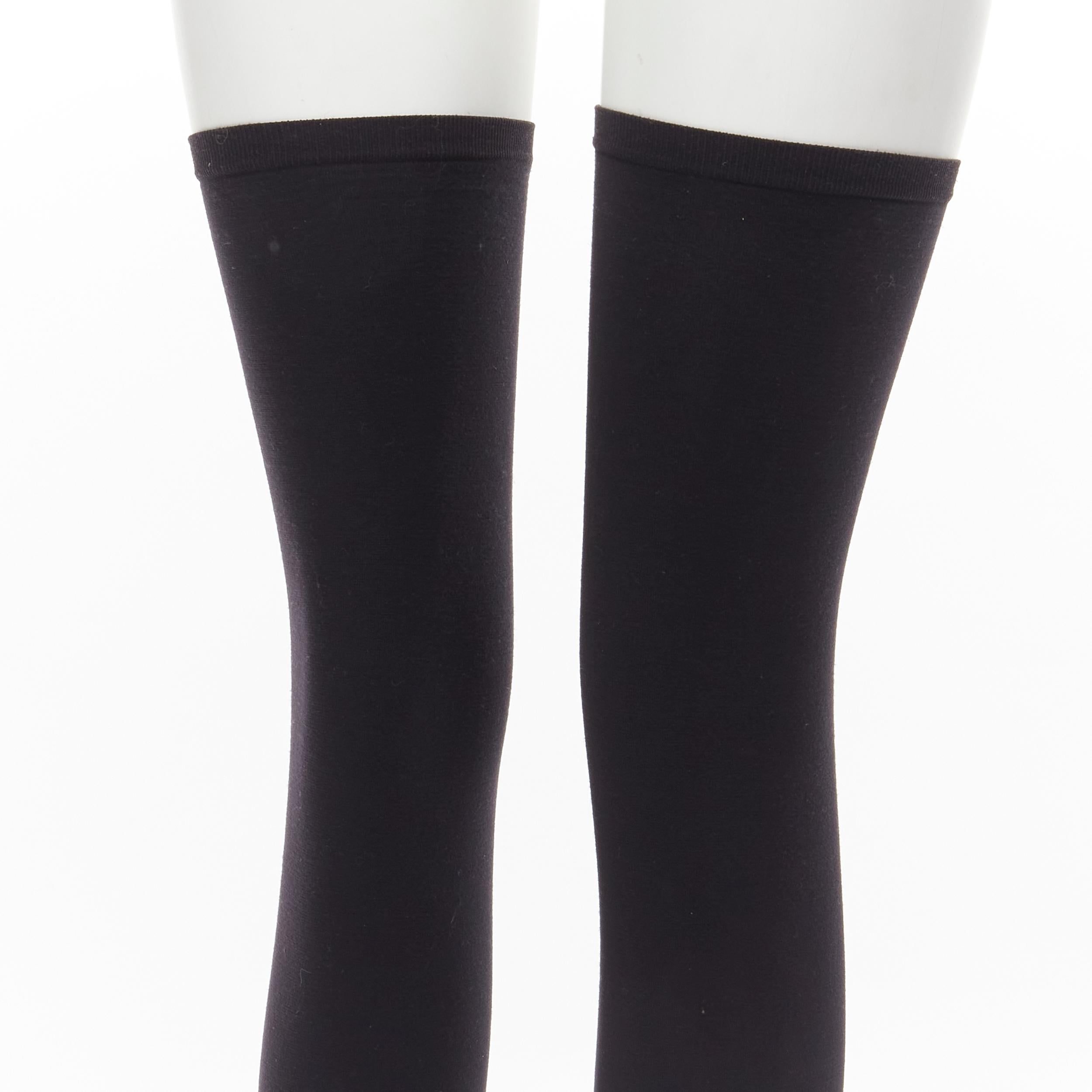 HELMUT LANG Vintage black stretchy stocking knit mid heel knee high boots EU36.5 3