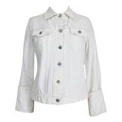 Helmut Lang White Cotton Denim Biker Short Jacket 1990s