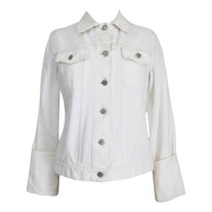 Helmut Lang White Cotton Denim Biker Short Jacket 1990s 