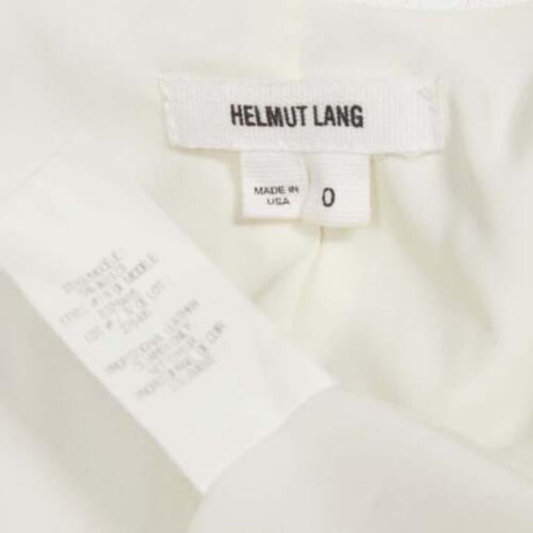 HELMUT LANG white lambskin leather trim asymmetric zip biker jacket US0 XS For Sale 3