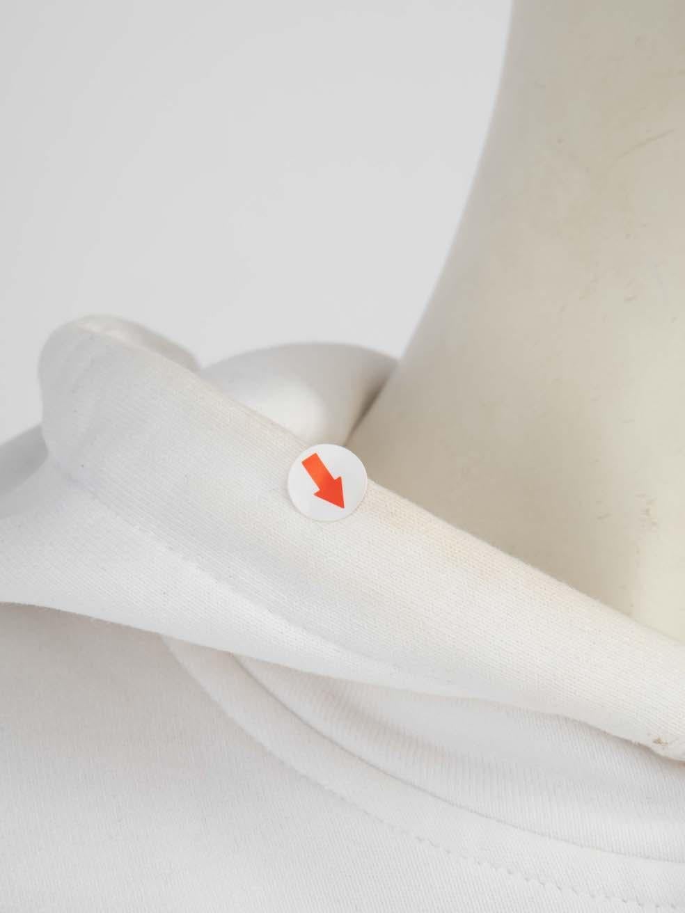 Donna Helmut Lang, felpa con cappuccio stampata con logo bianco, taglia M. in vendita