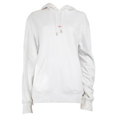 Helmut Lang White Logo Printed Hoodie Size M