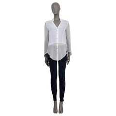 HELMUT LANG white viscose CRINKLED SHEER Button Down Shirt S