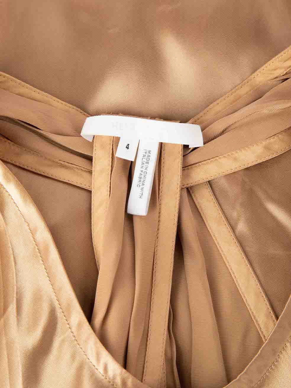 Helmut Lang Women's Gold Asymmetric Fringe Hem Midi Dress 1