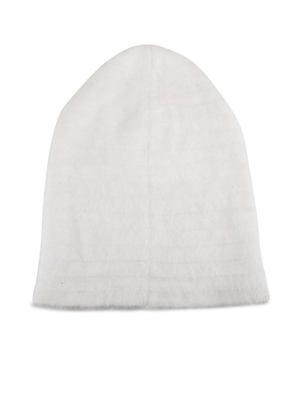 Helmut Lang Women's White Angora Blend Beanie Hat In Good Condition In London, GB