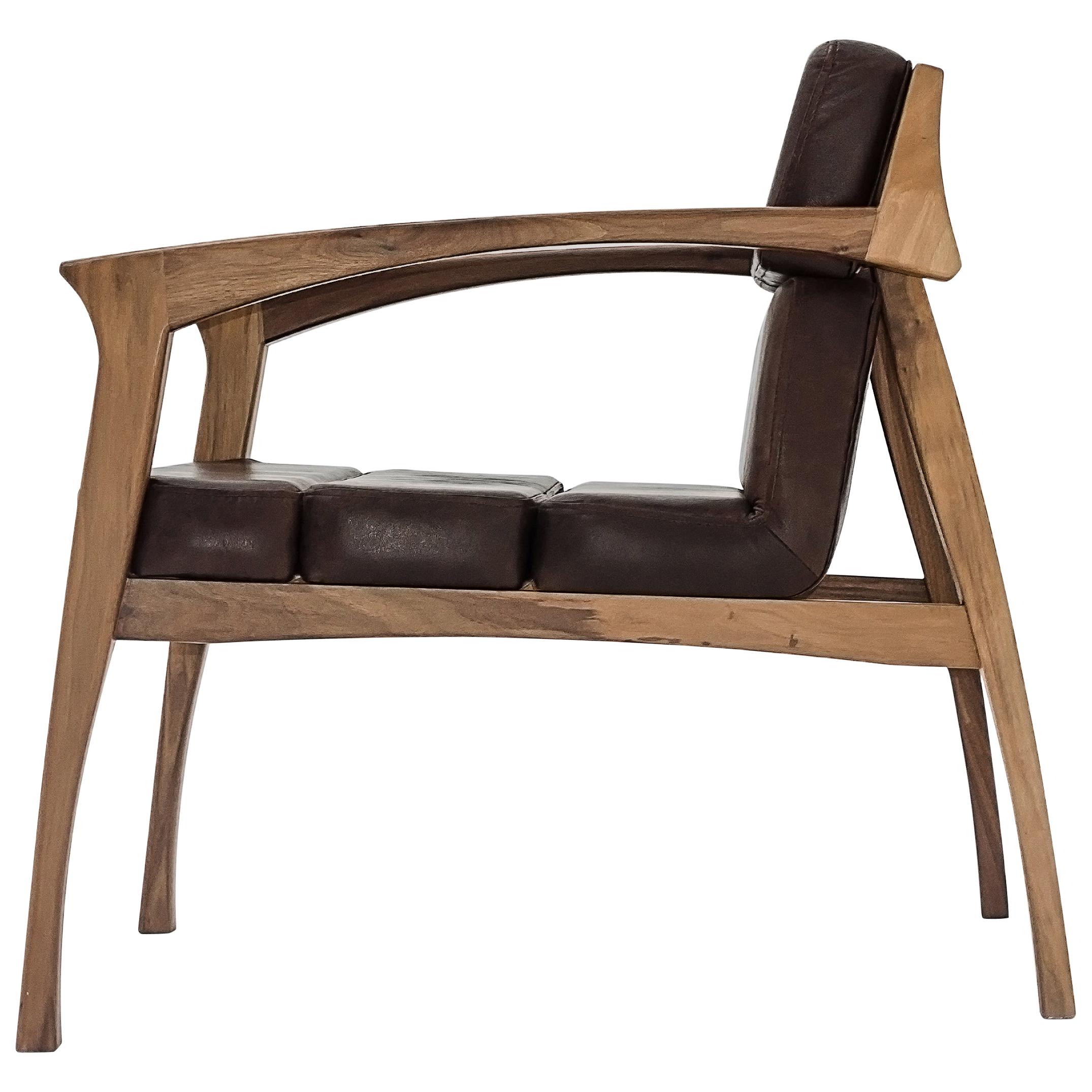 Helmut, Lounge Chair with Leather Upholstered Seats