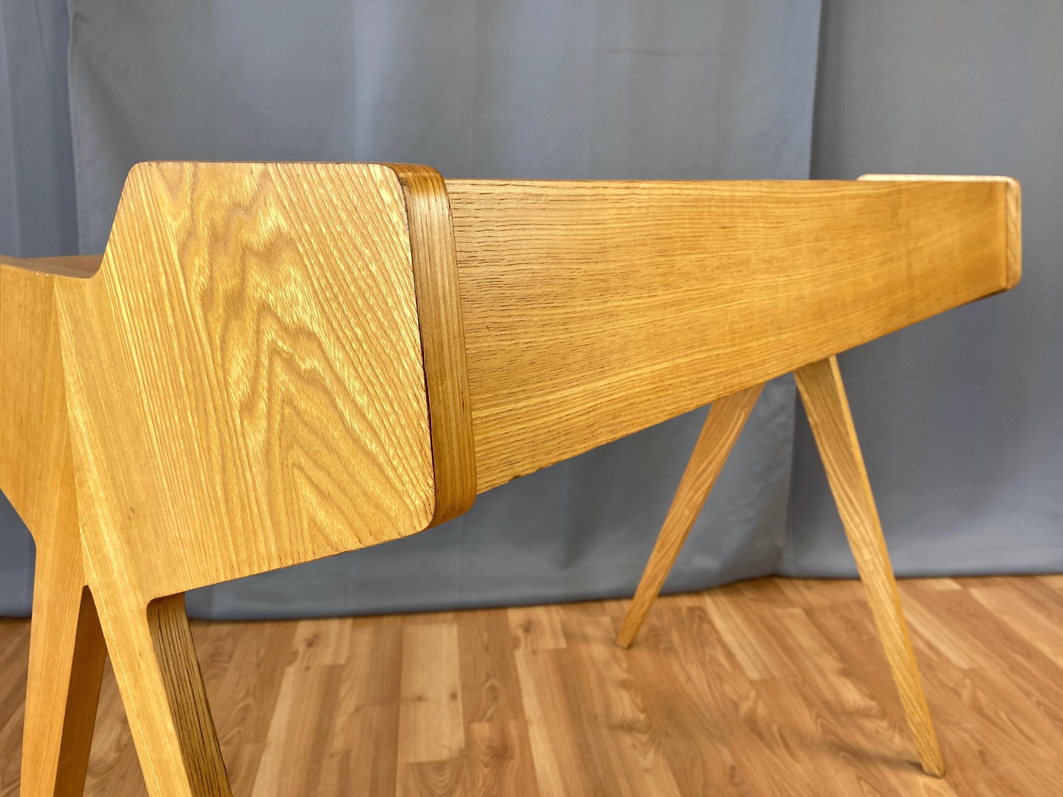 Helmut Magg for WK Möbel Elm Compass Leg Desk with Drawer and Cubby, 1950s 3
