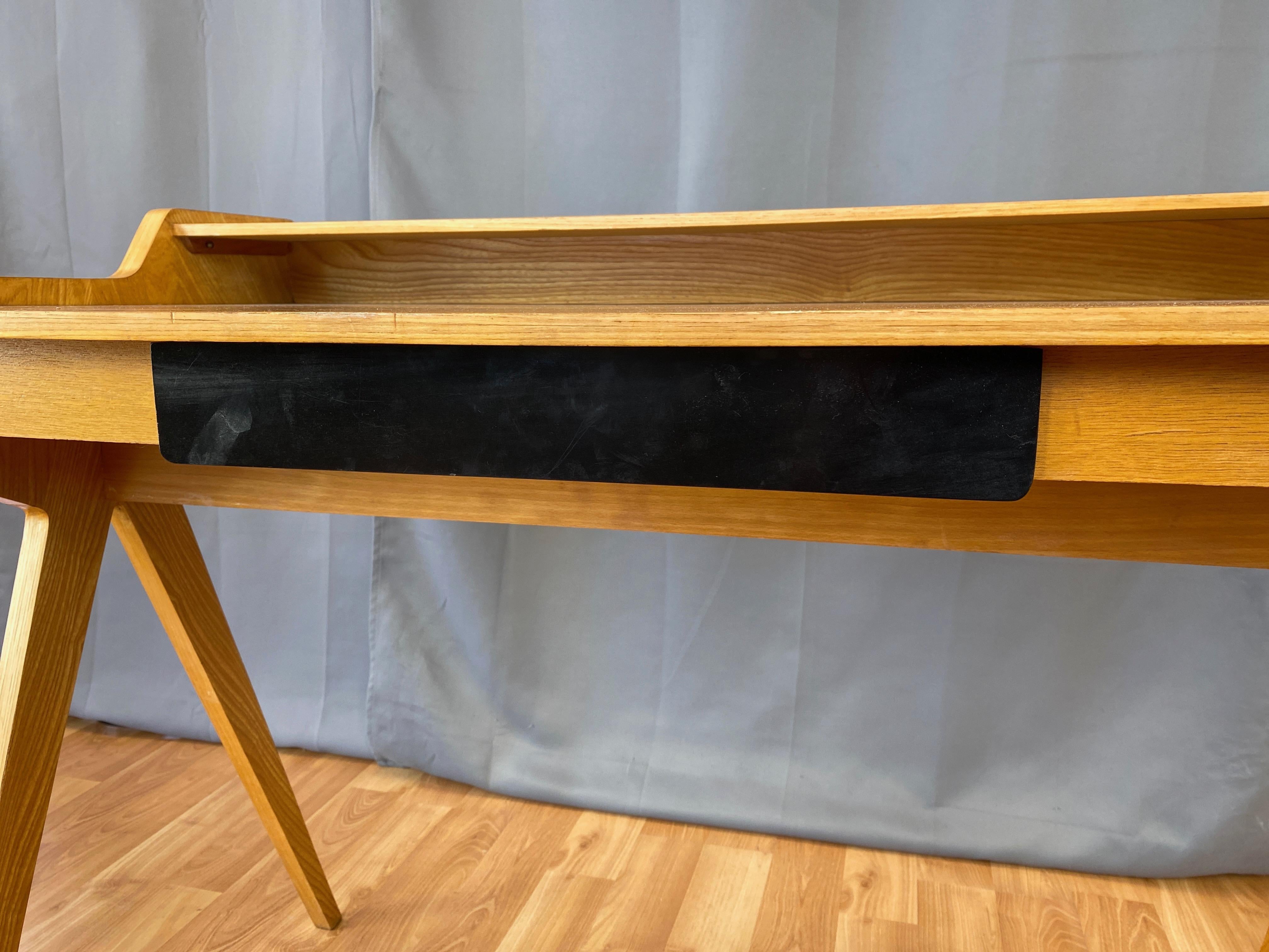 Helmut Magg for WK Möbel Elm Compass Leg Desk with Drawer and Cubby, 1950s 5
