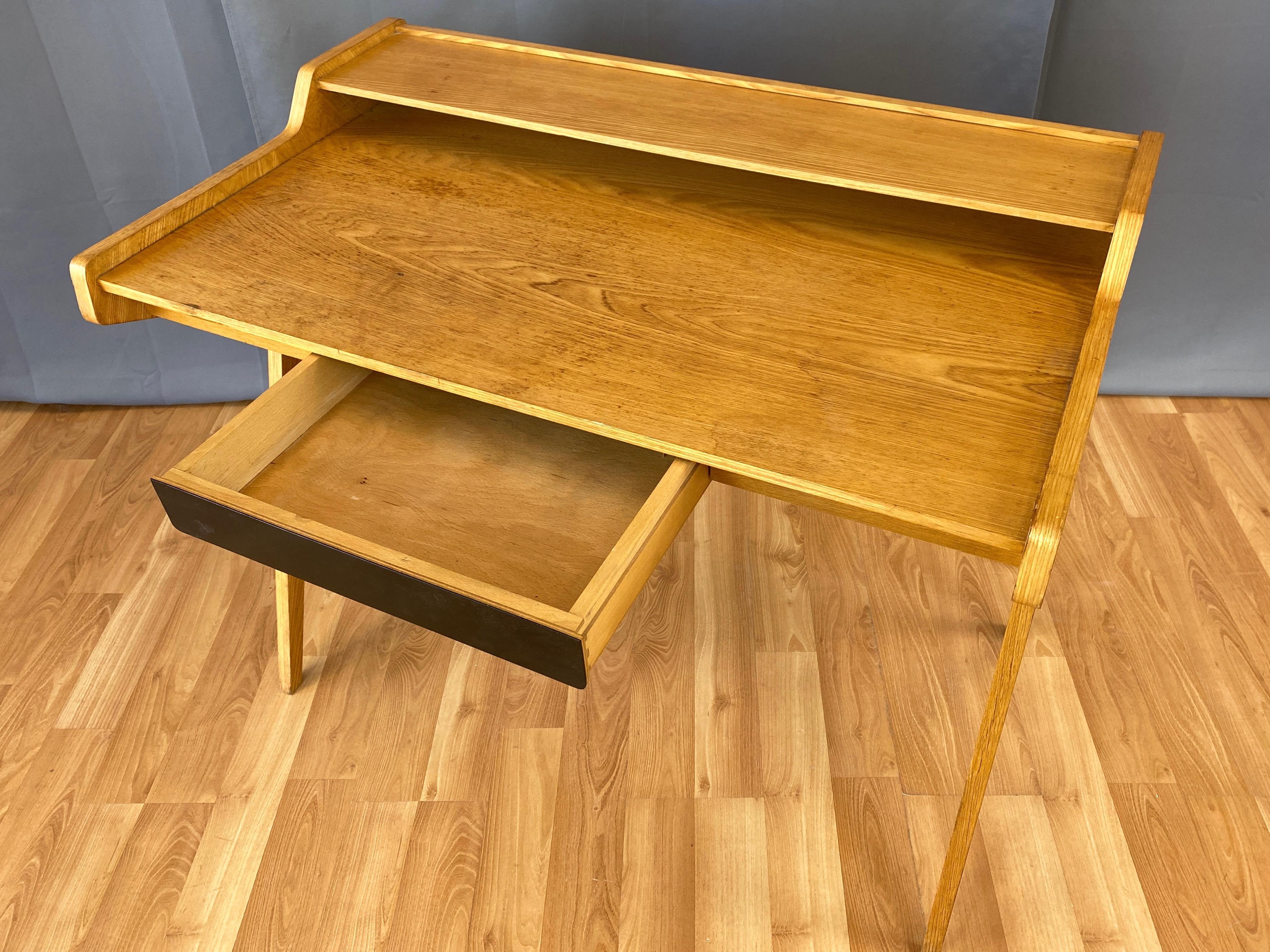 Helmut Magg for WK Möbel Elm Compass Leg Desk with Drawer and Cubby, 1950s 6