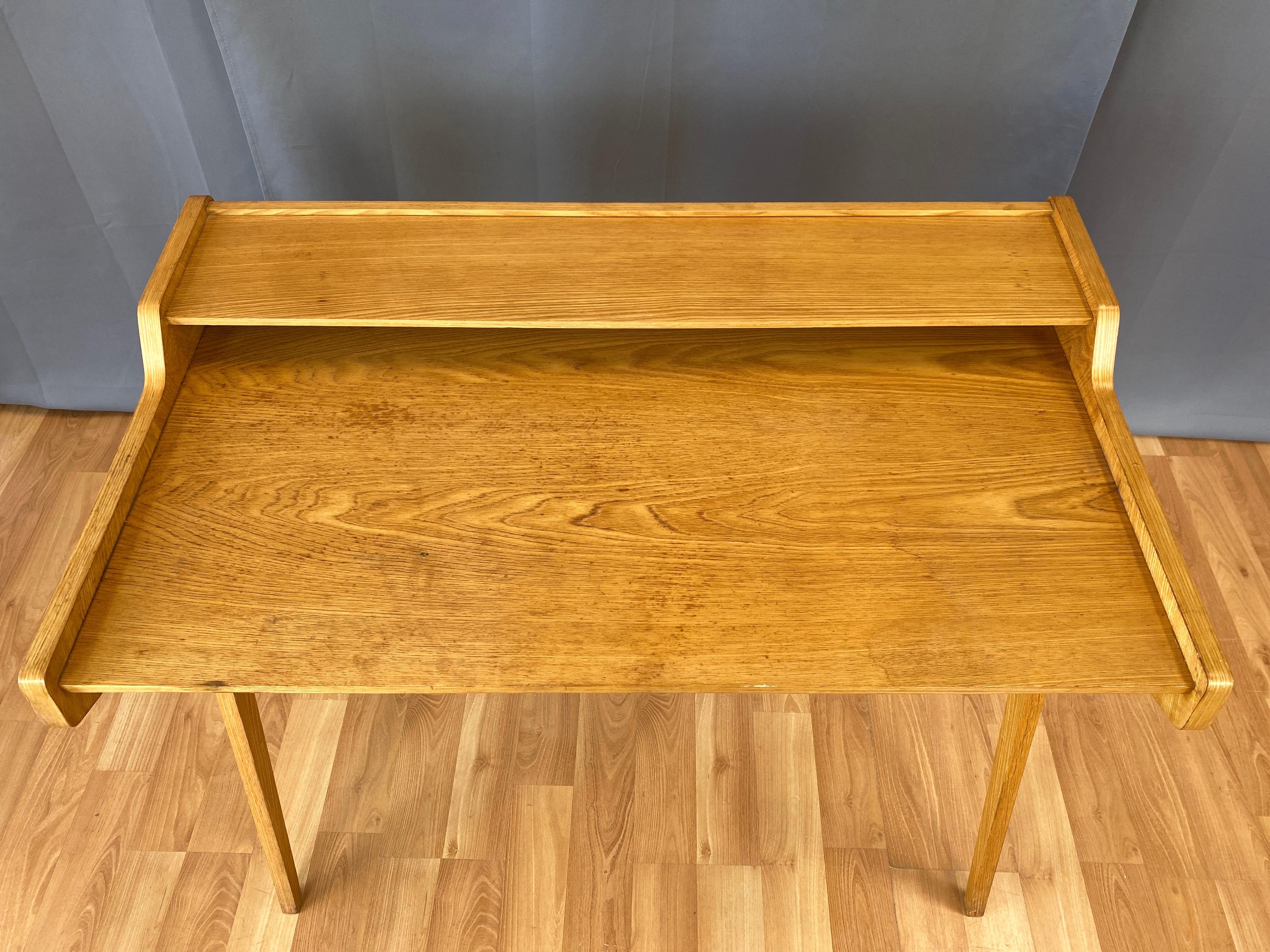 Helmut Magg for WK Möbel Elm Compass Leg Desk with Drawer and Cubby, 1950s 8