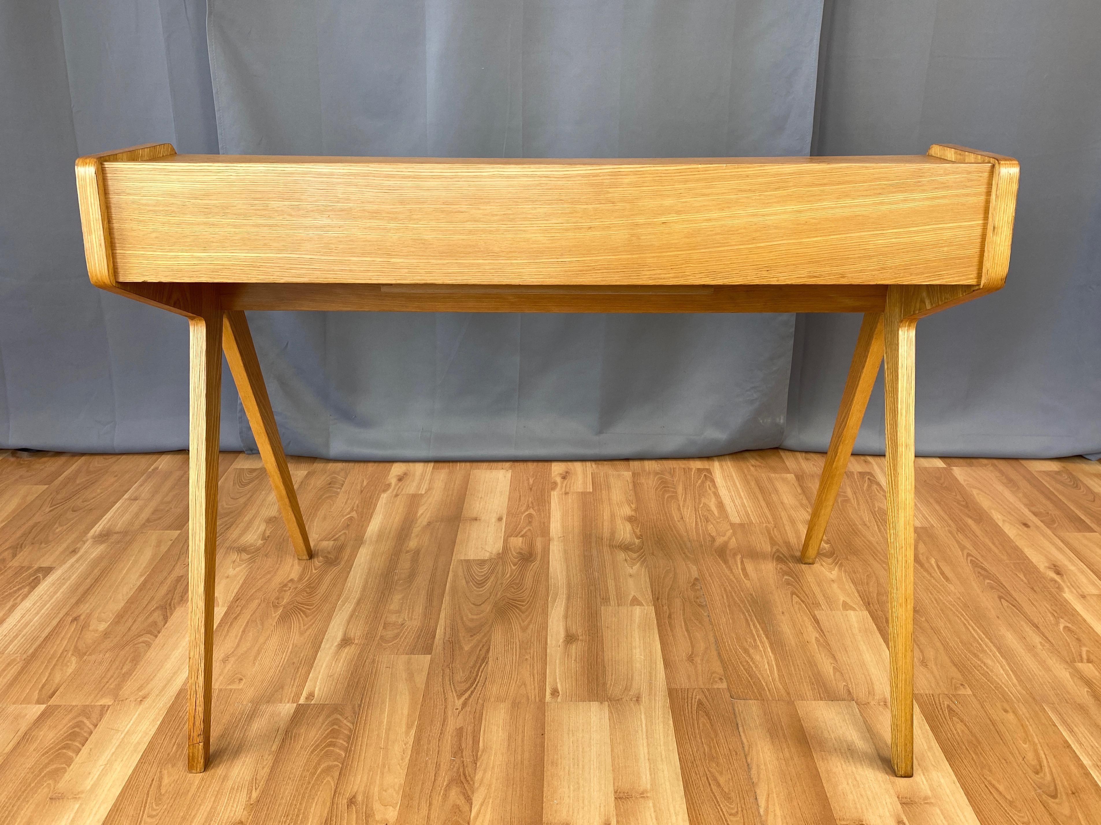 Helmut Magg for WK Möbel Elm Compass Leg Desk with Drawer and Cubby, 1950s 1