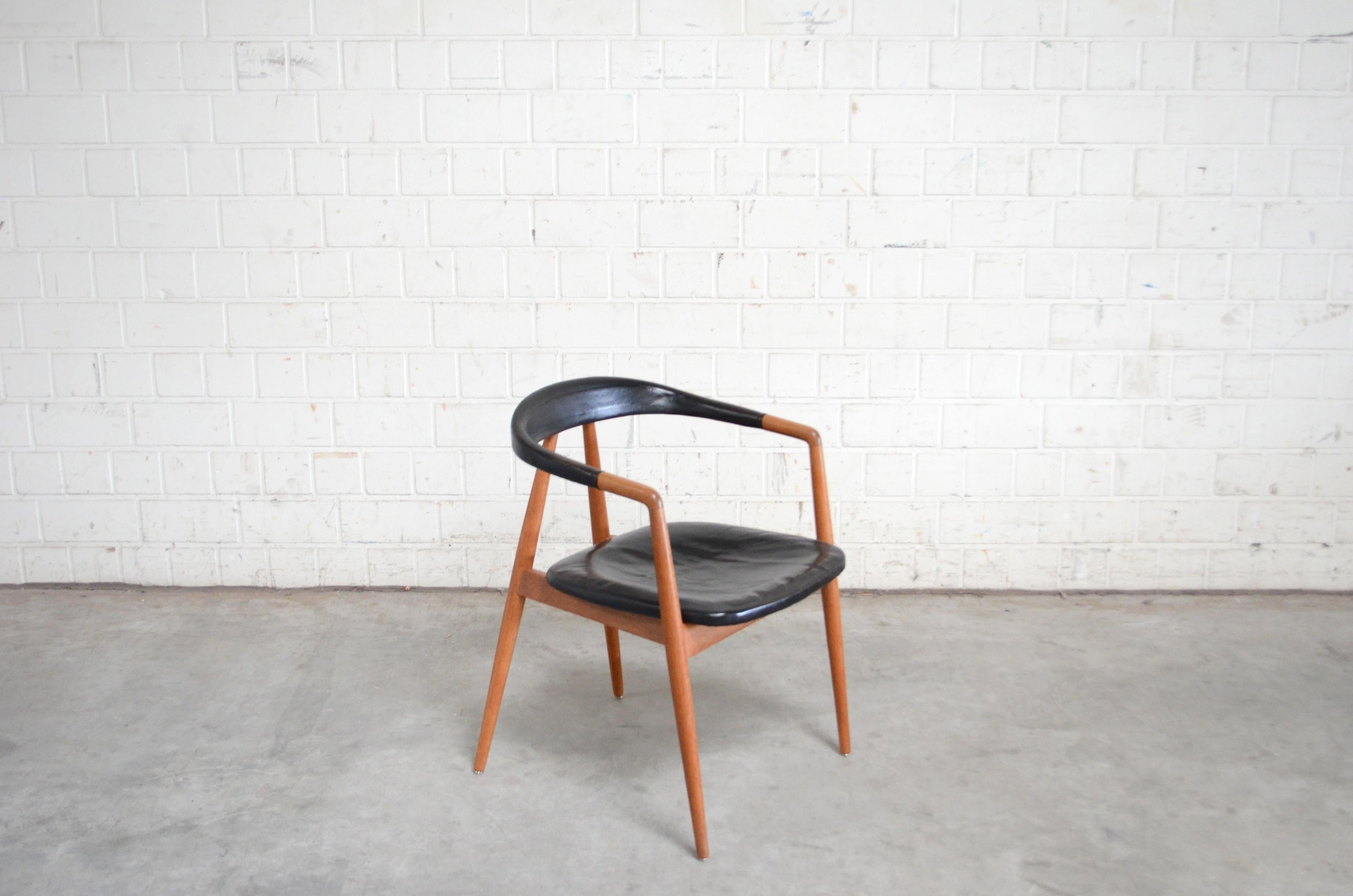 Helmut Magg Mid- Century Leather Armchair Chair for Deutsche Werkstätten, 1958 For Sale 4