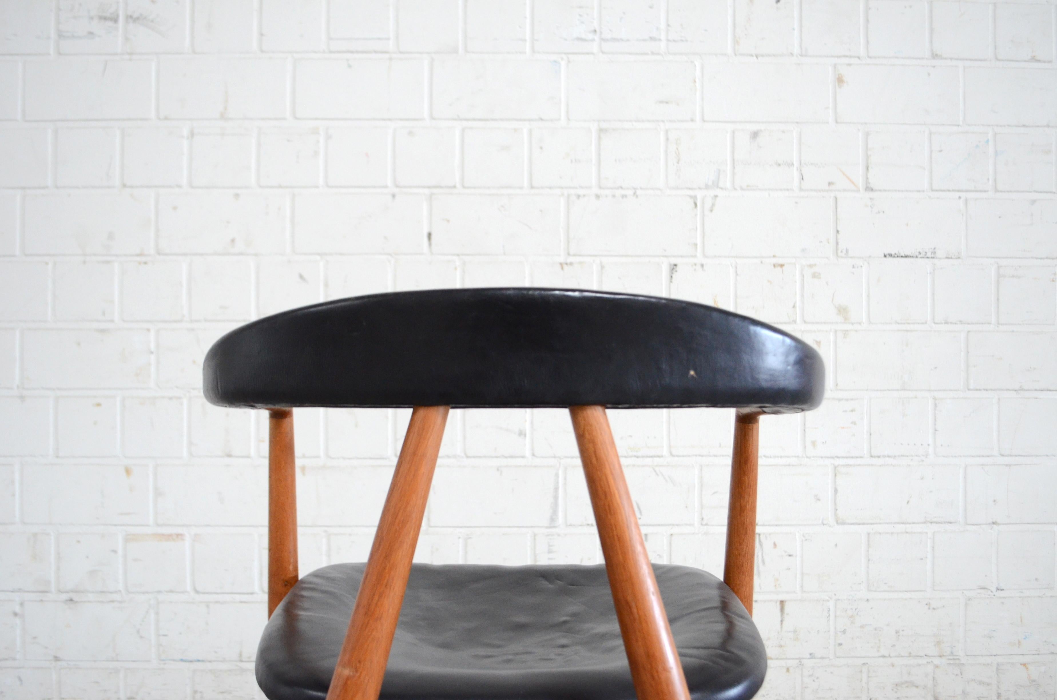 Helmut Magg Mid- Century Leather Armchair Chair for Deutsche Werkstätten, 1958 For Sale 6