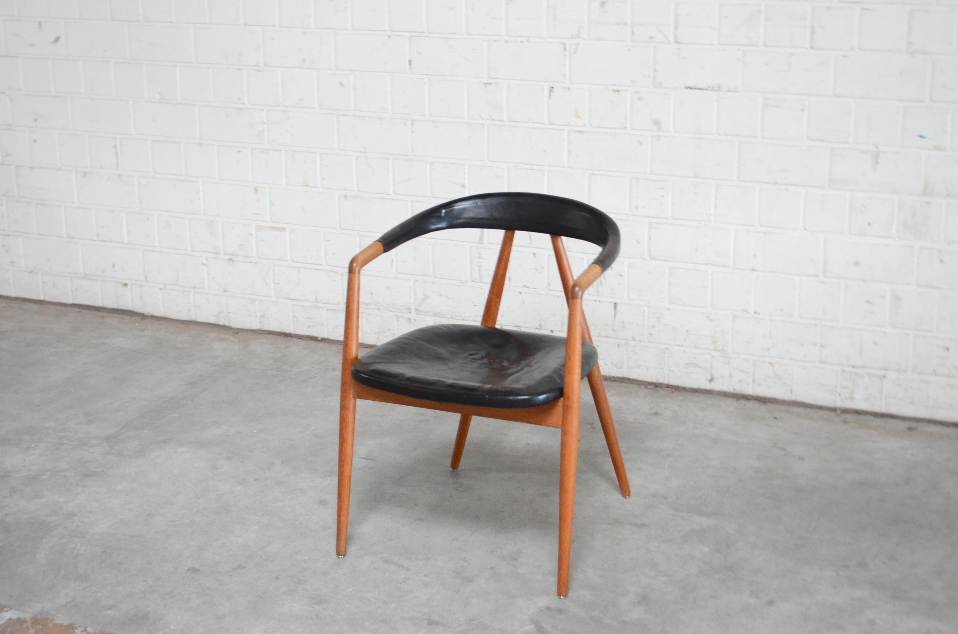 Mid-Century Modern Helmut Magg Mid- Century Leather Armchair Chair for Deutsche Werkstätten, 1958 For Sale