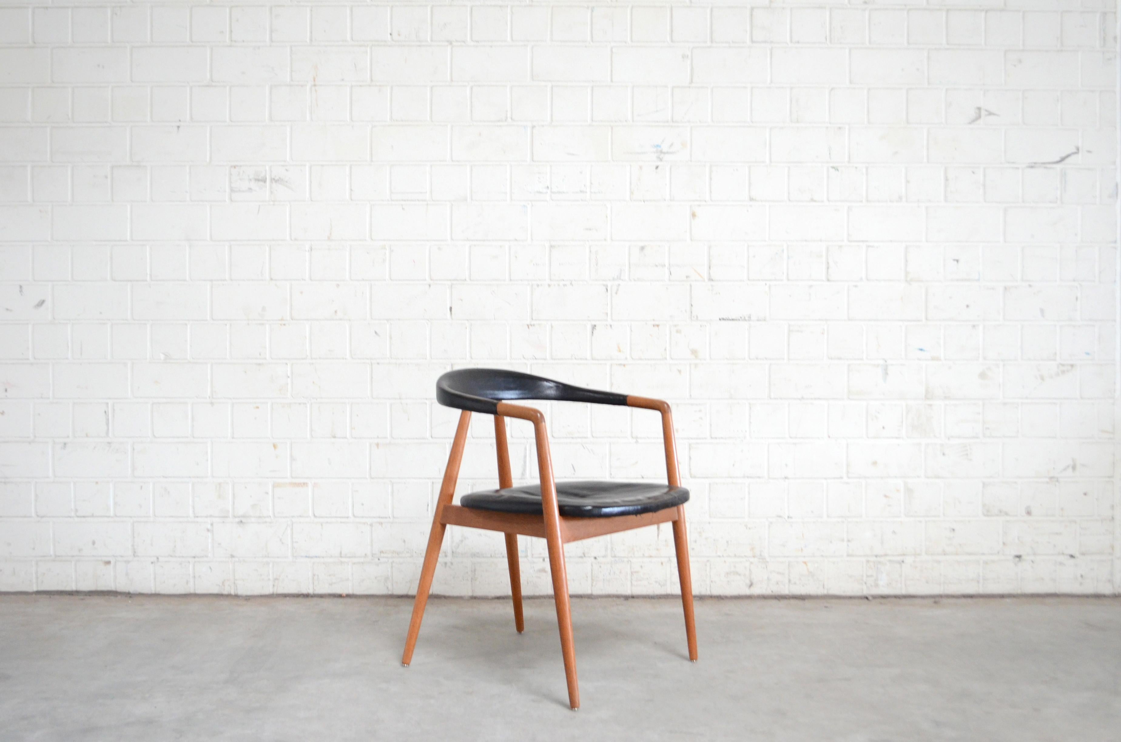 Helmut Magg Mid- Century Leather Armchair Chair for Deutsche Werkstätten, 1958 For Sale 3