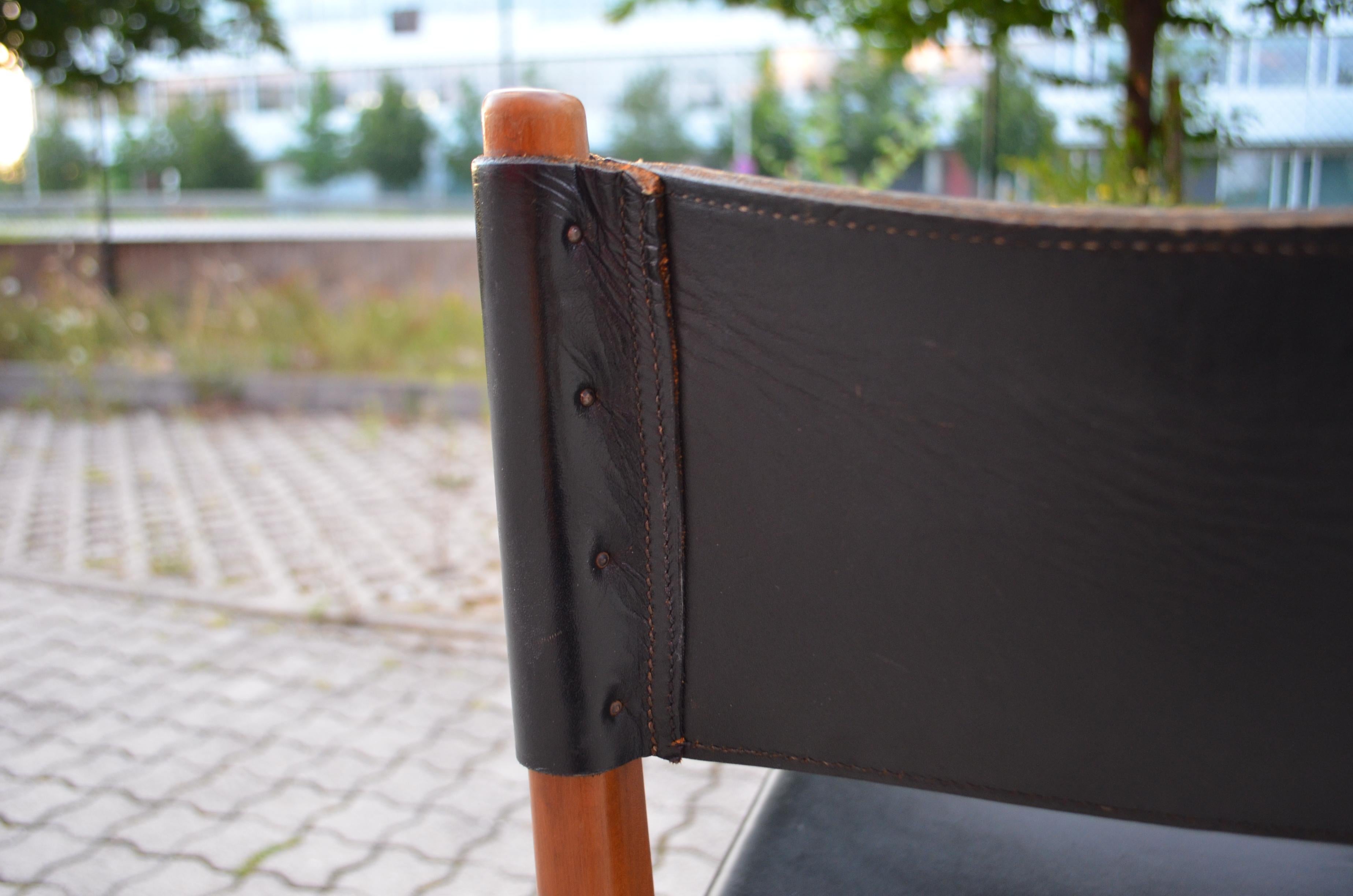 Helmut Magg Mid Century Model 3024 Leather Dining Chair Deutsche Werkstätten For Sale 2