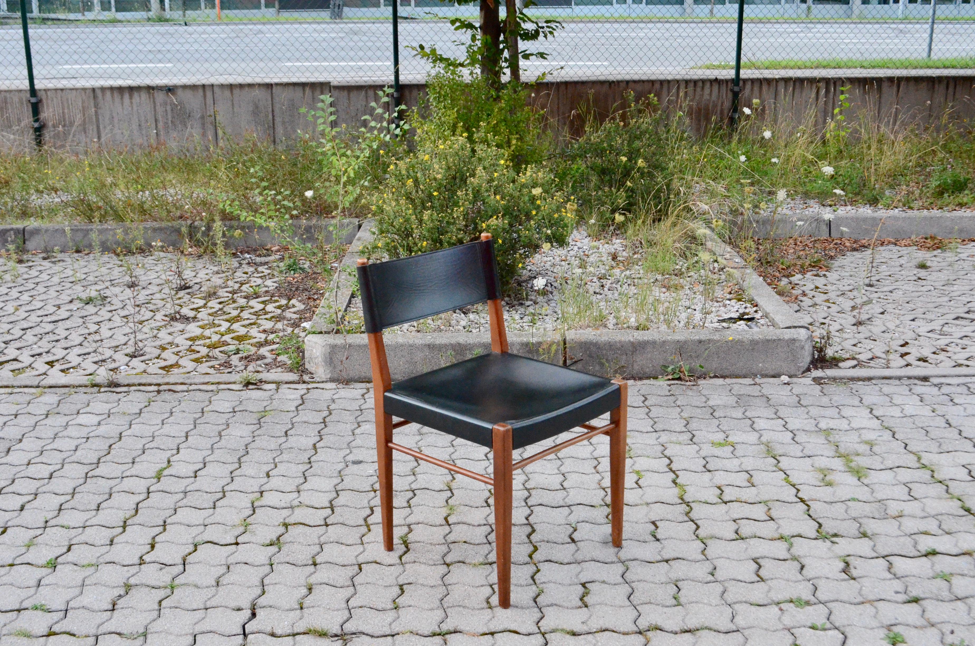 Helmut Magg Mid Century Model 3024 Leather Dining Chair Deutsche Werkstätten For Sale 5
