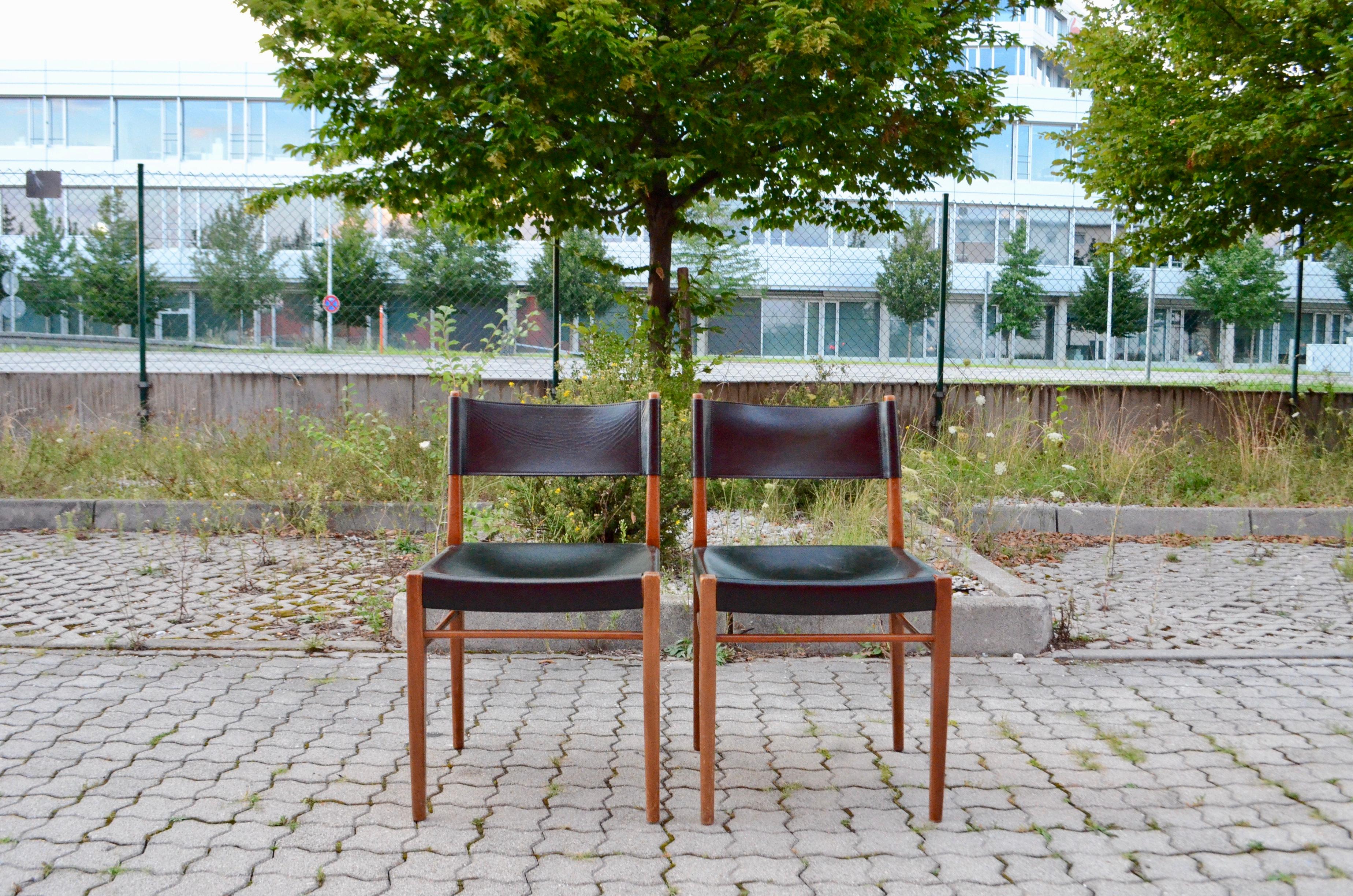 Mid-Century Modern Helmut Magg Mid Century Model 3024 Leather Dining Chair Deutsche Werkstätten For Sale