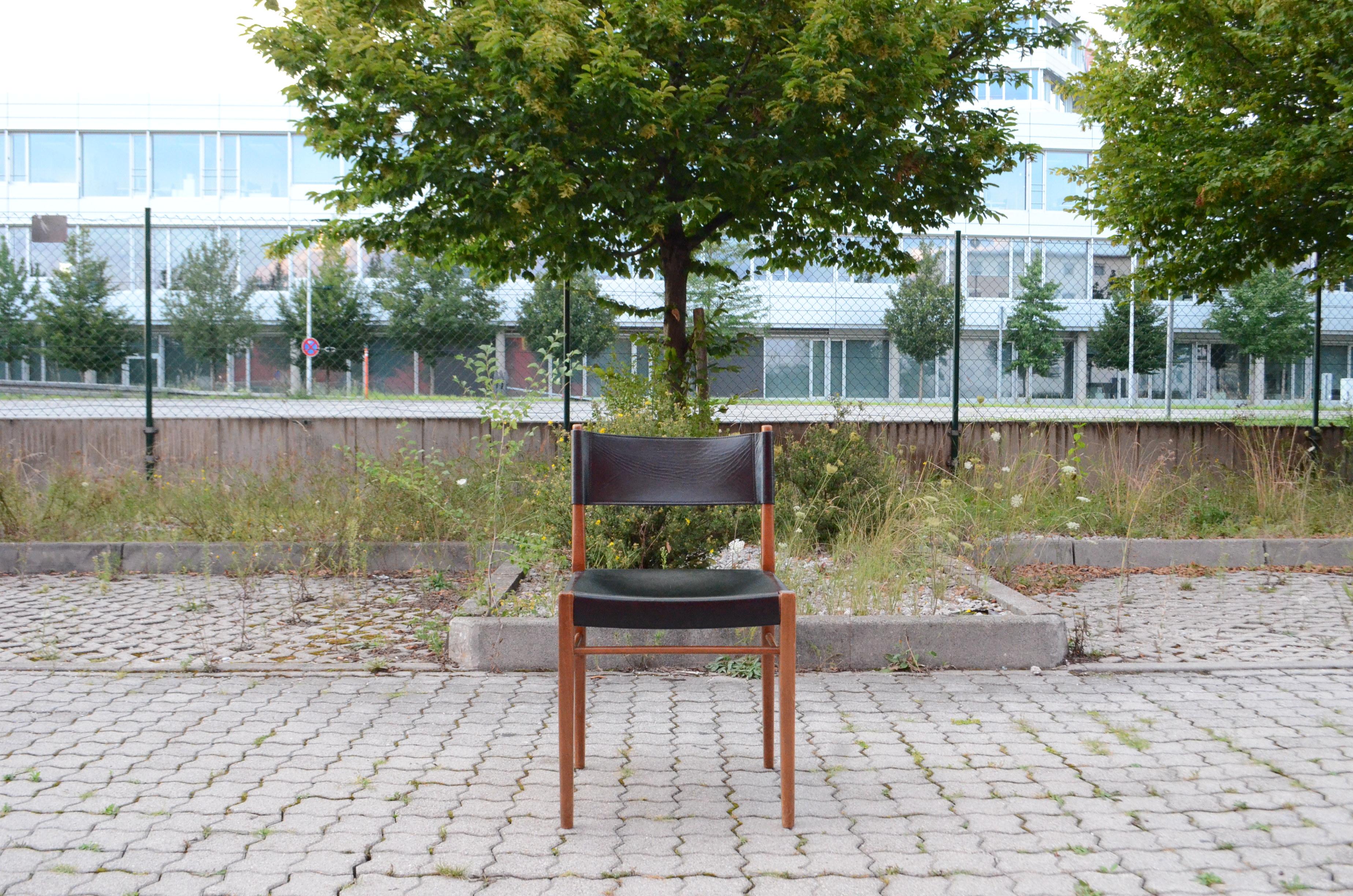 German Helmut Magg Mid Century Model 3024 Leather Dining Chair Deutsche Werkstätten For Sale
