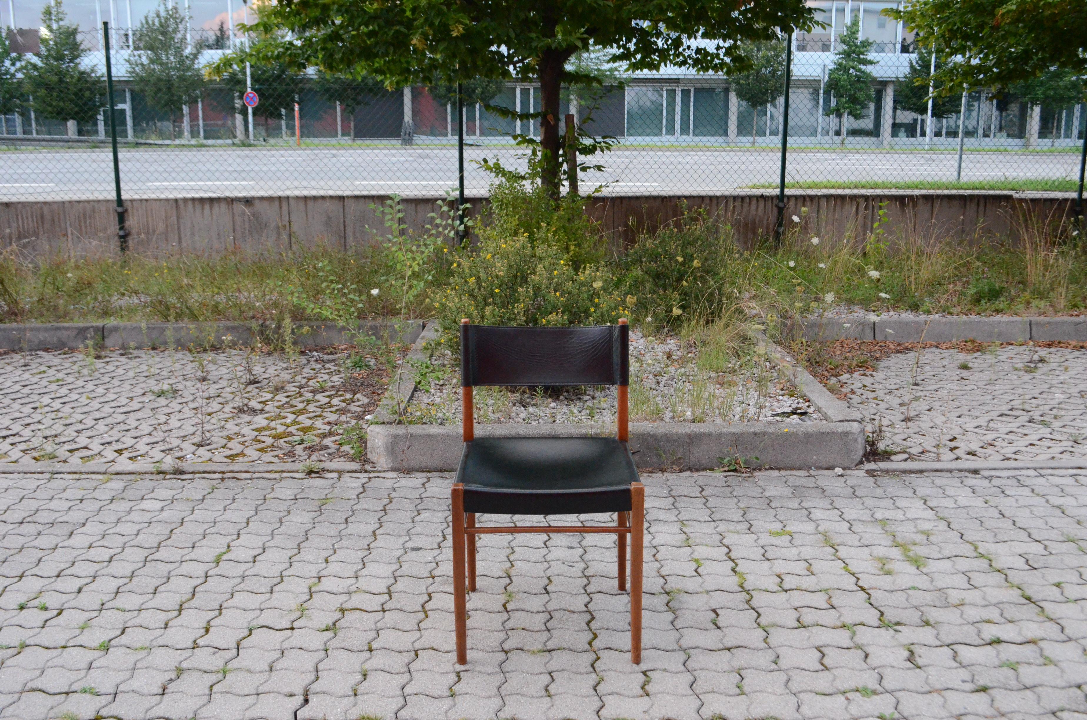Lacquered Helmut Magg Mid Century Model 3024 Leather Dining Chair Deutsche Werkstätten For Sale