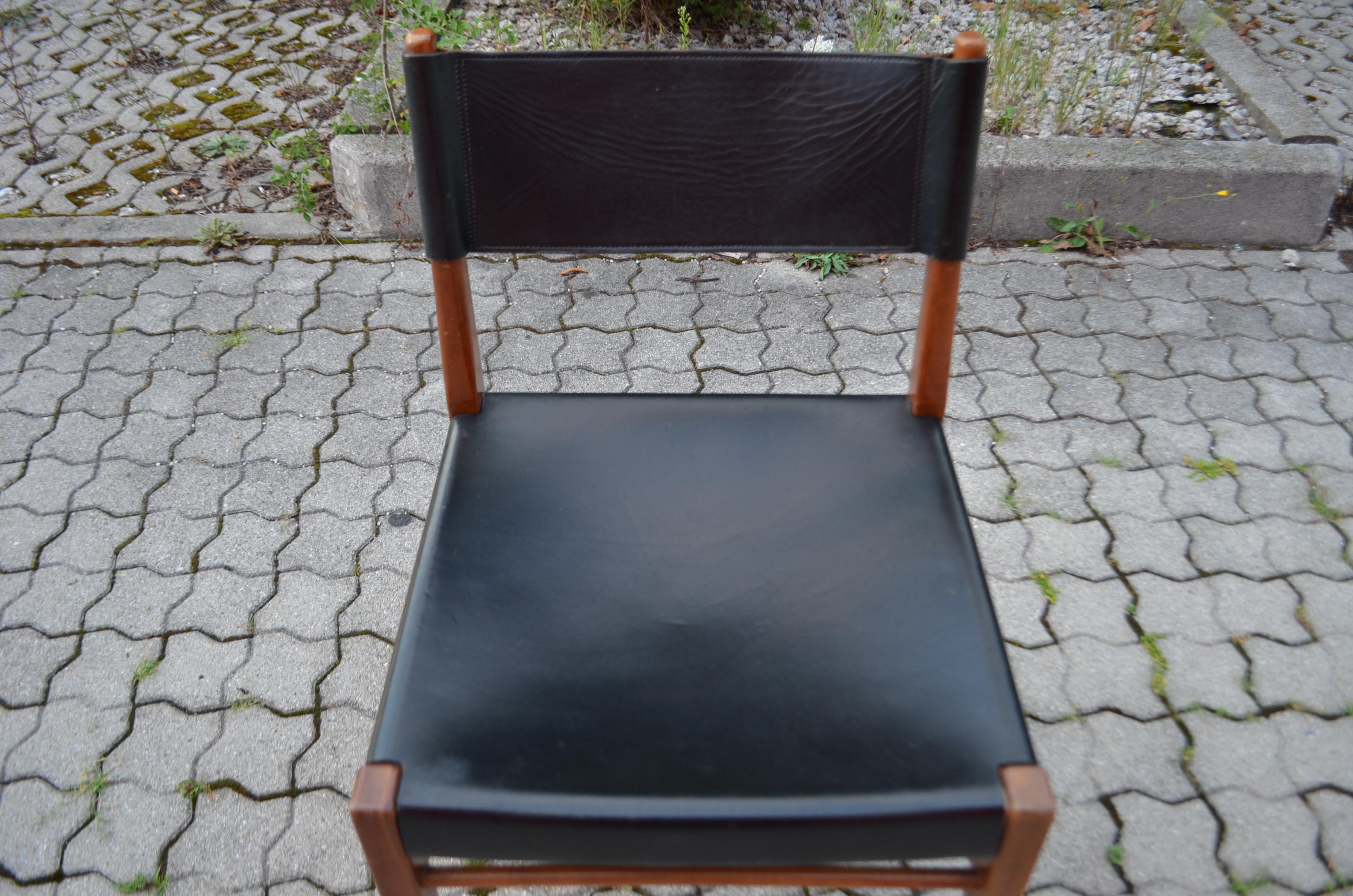 Helmut Magg Mid Century Model 3024 Leather Dining Chair Deutsche Werkstätten In Good Condition For Sale In Munich, Bavaria