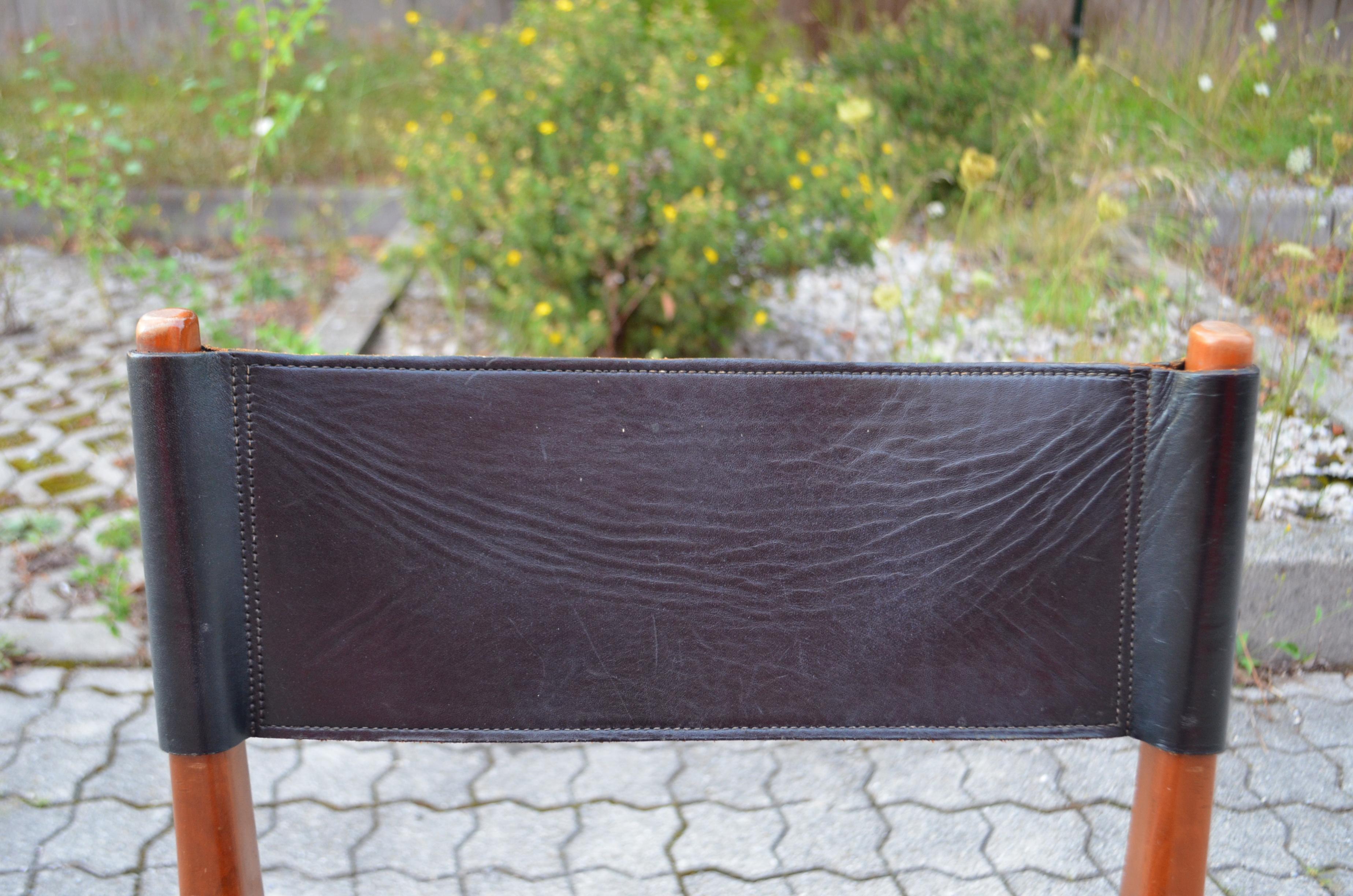 Helmut Magg chaise de salle à manger en cuir mi-siècle modèle 3024 Deutsche Werksttten en vente 1