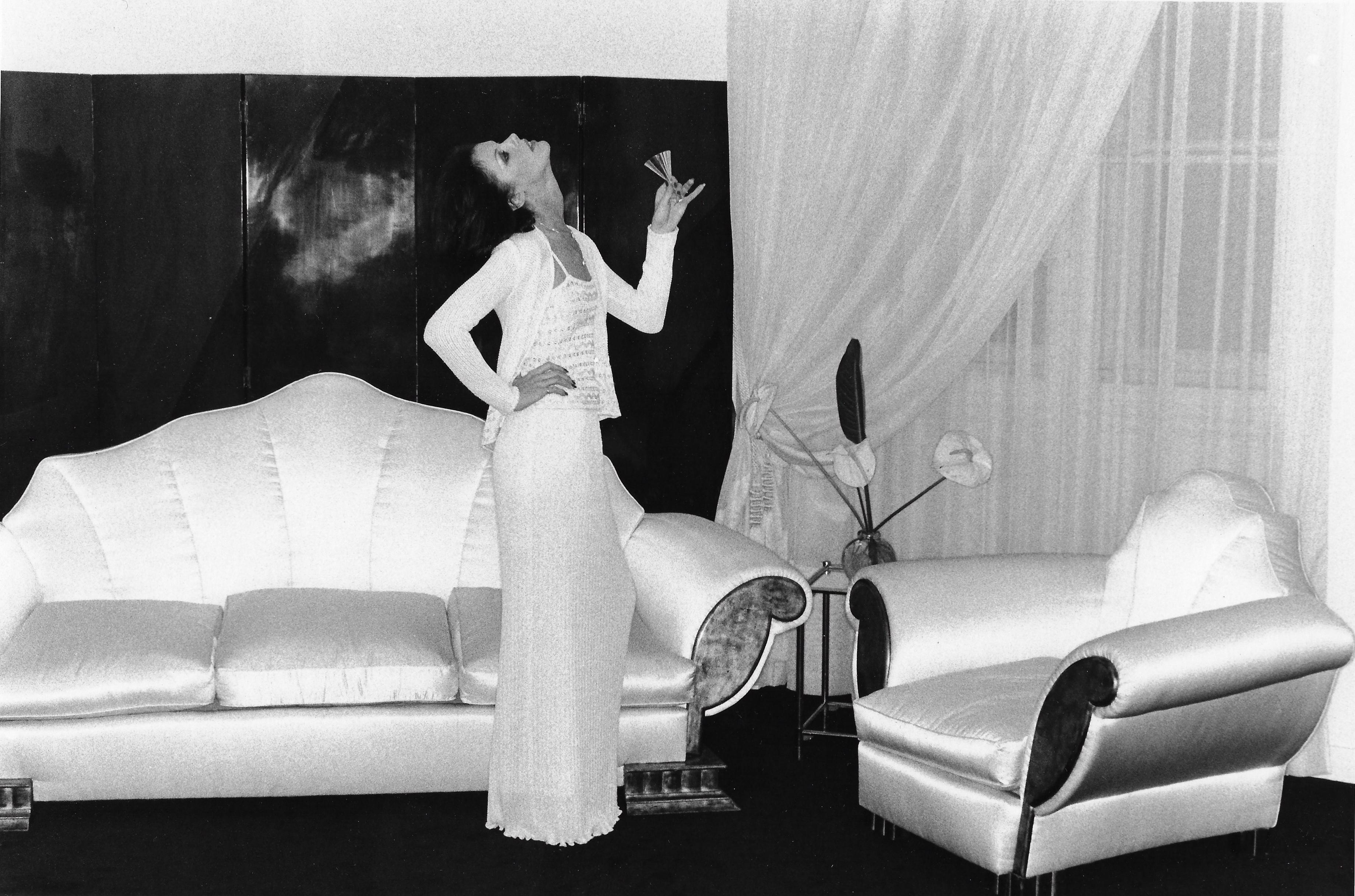 Helmut Newton Black and White Photograph - At Karl Lagerfeld's, Paris, 1974