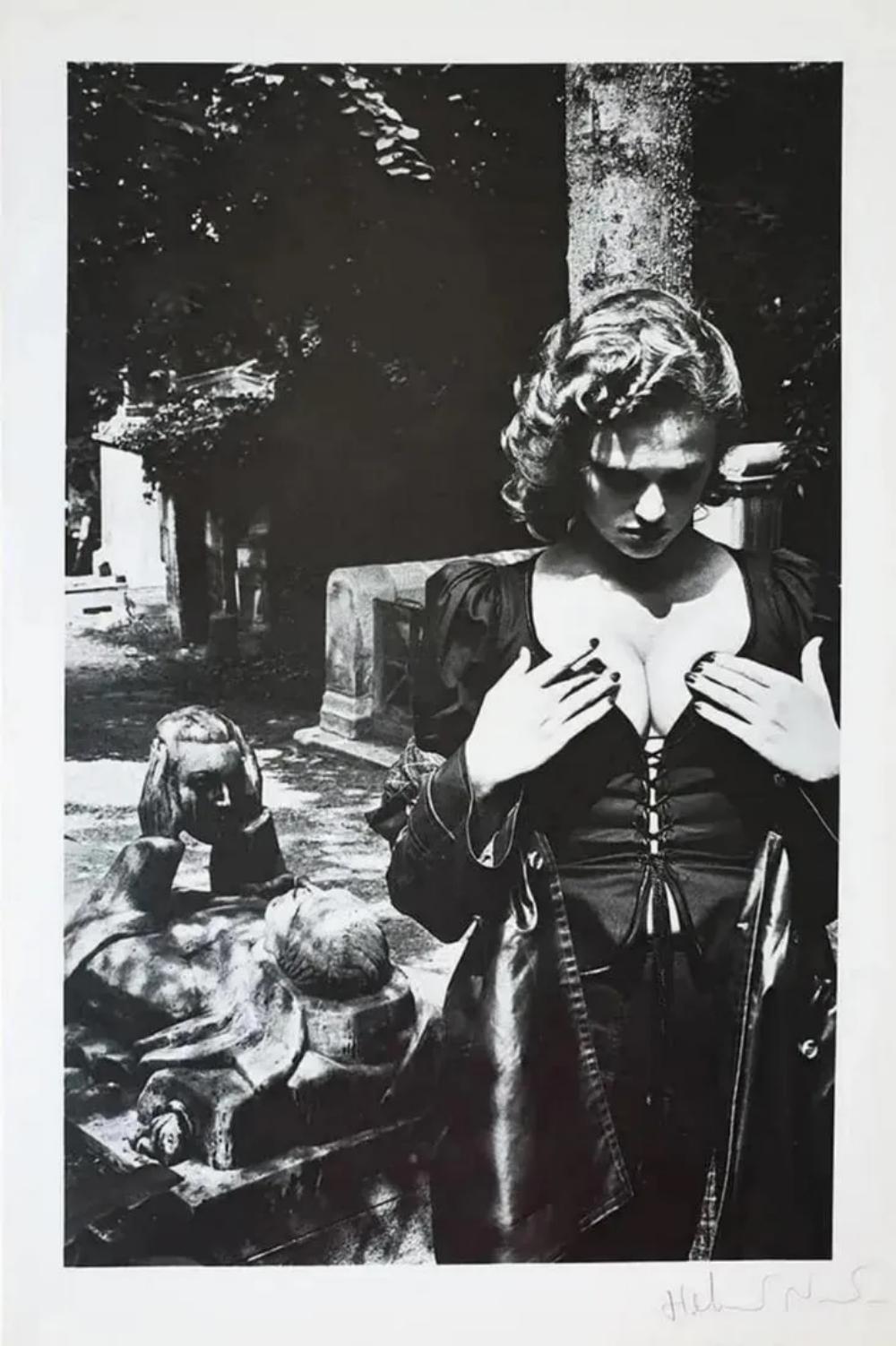 HELMUT NEWTON 'PERE LACHAISE TOMB OF TALMA 1977' HAND SIGNED - Contemporary Photograph by Helmut Newton