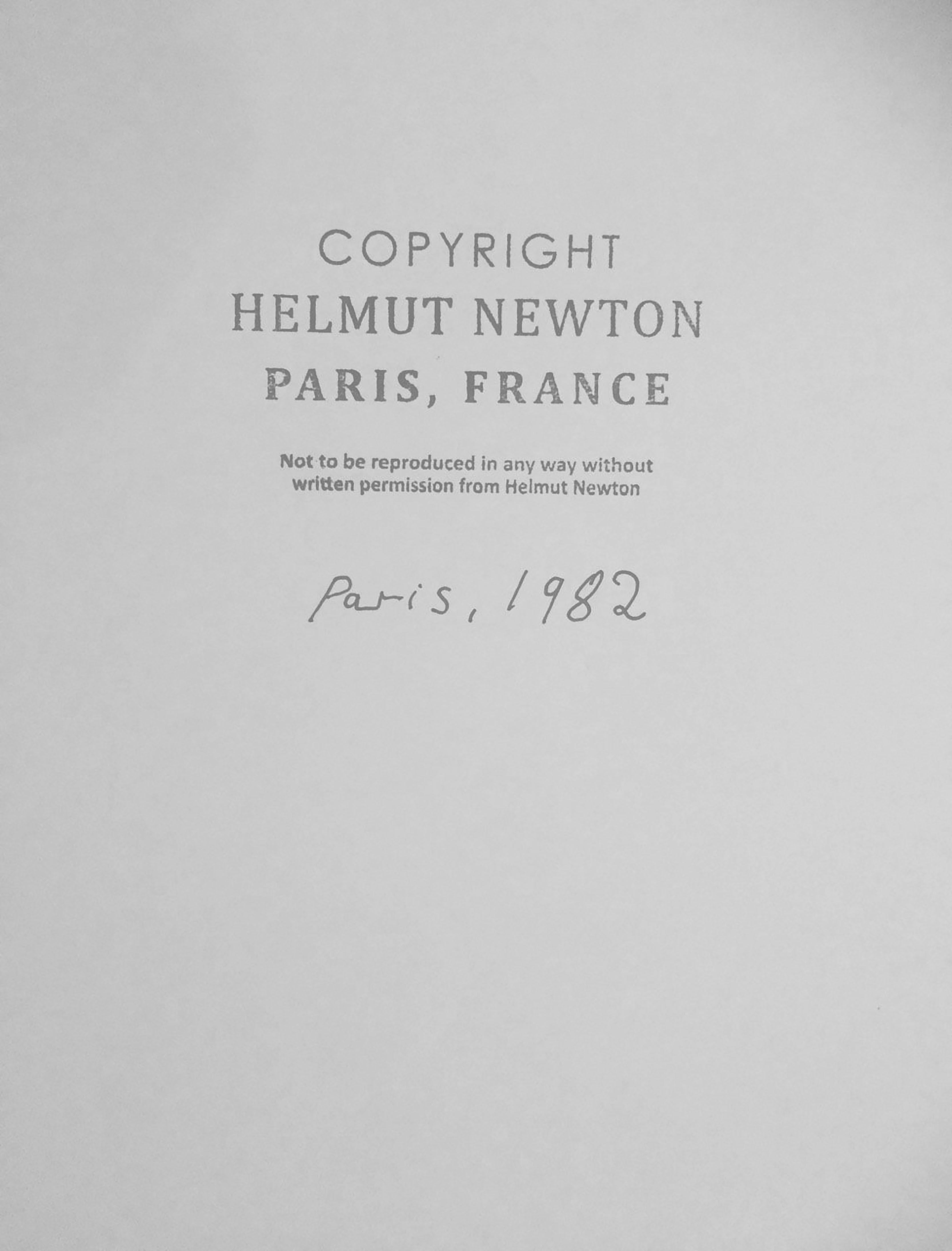 Helmut Newton, 'Rue Aubriot' 1975 Signed Original Silver Gelatin Print. 1