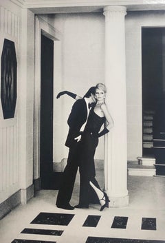 "Man Kissing Woman, Paris" Retro Silver Gelatin Print by Helmut Newton