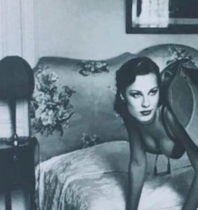 Saddle I, Paris (at Hotel Lancaster, 1976
Attributed to Helmut Newton
Black and white photographic print
Stamped verso, 