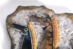 Helmut Schaffenacker, Germany 1960 Pottery Wall Plaque Horses