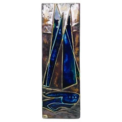 Helmut Schaffenacker Mid Century Ceramic Wall Decoration with Sailboats from the