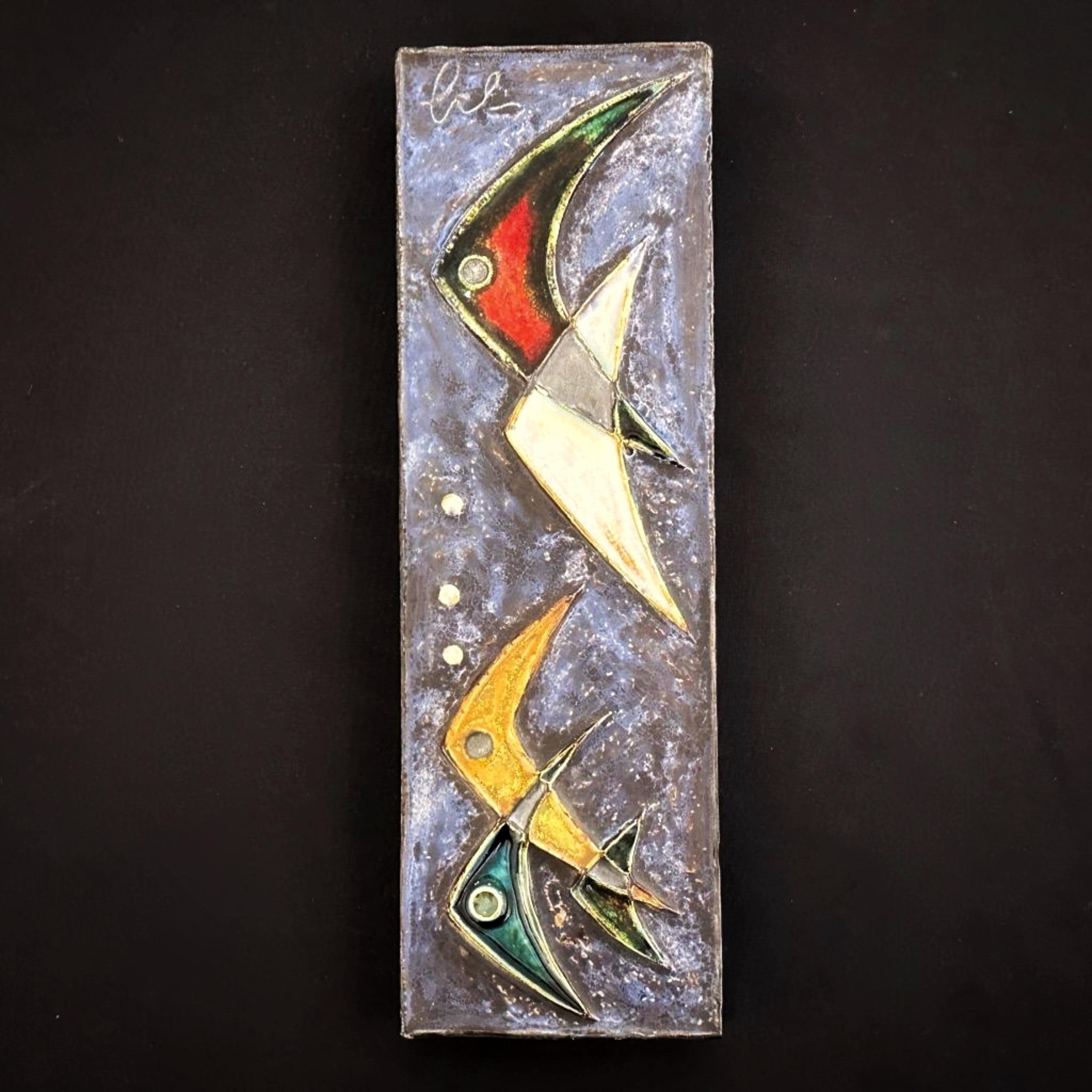 Helmut Schaffenacker Ulm, Alemania Placa abstracta de cerámica con forma de pez, ca. 50s Moderno de mediados de siglo en venta
