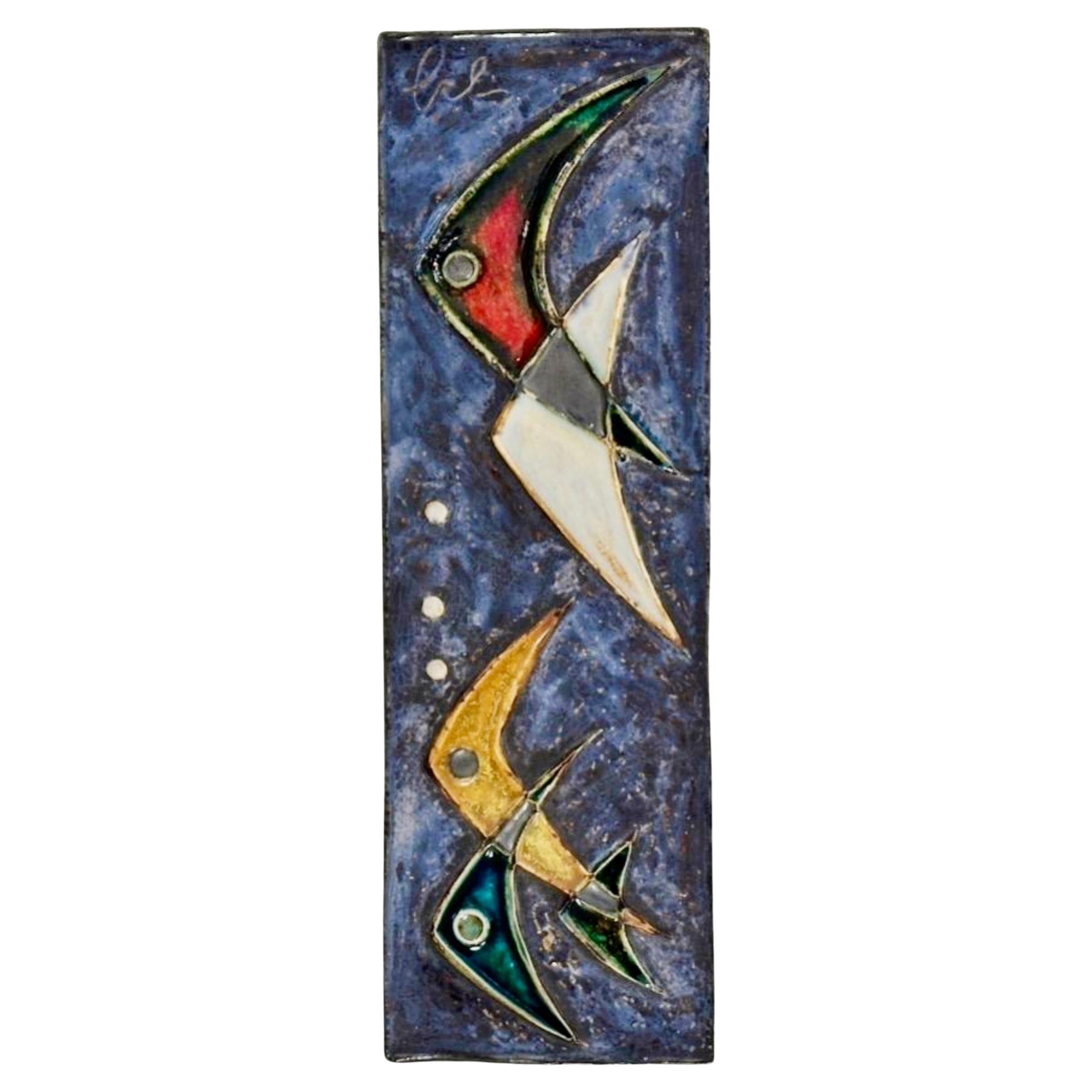 Helmut Schaffenacker Ulm, Germany Abstract Ceramic Fish Plaque, ca 50s