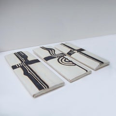 Helmut Schäffenacker Bianco Nero Rilievo geometrico da parete Set di 3