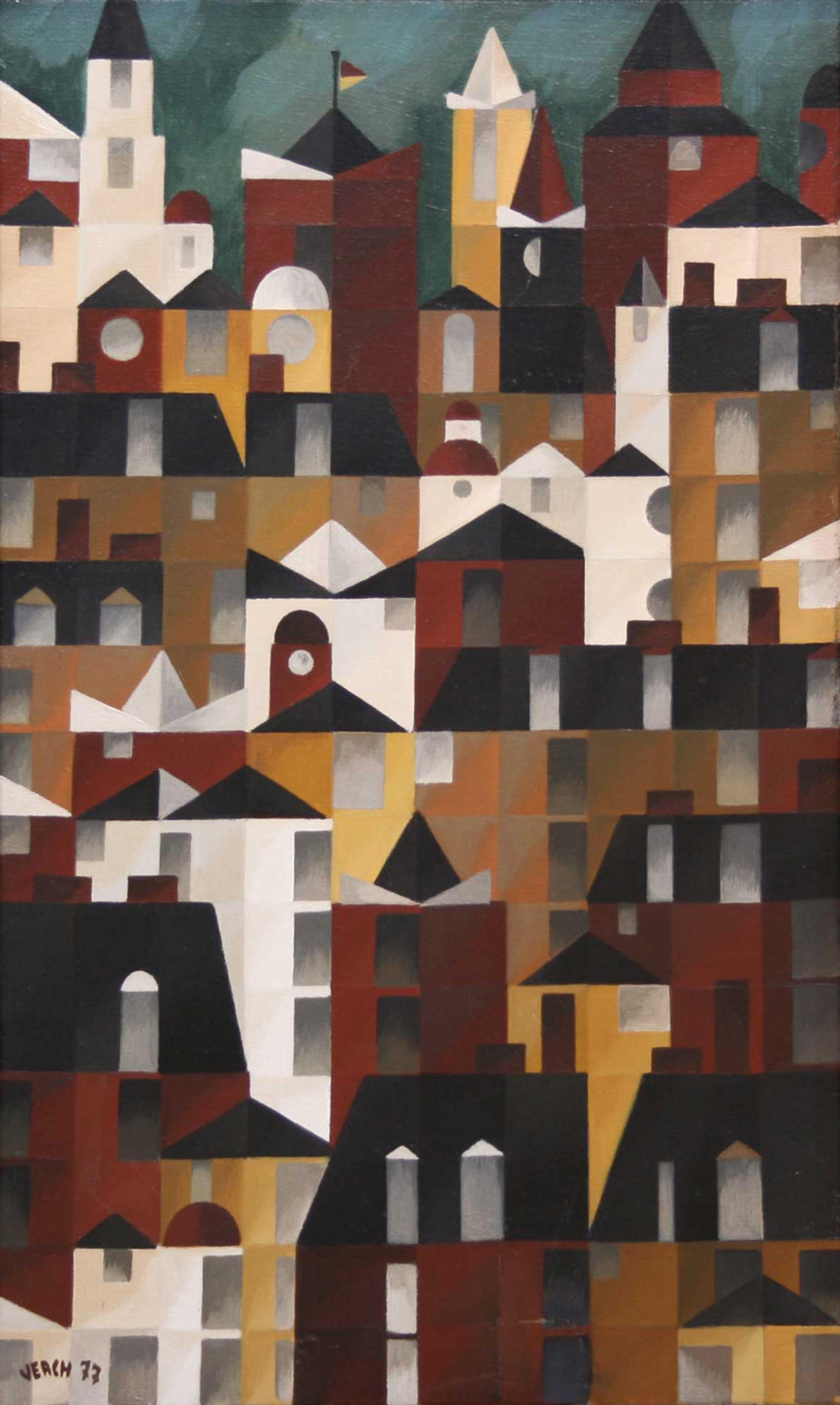 Helmut Verch Figurative Painting - Dächer und Türme / Roofs and Towers