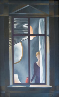 Frau am Fenster (Woman at the Window) - Oil/Canvas, Figurative, Reduced Forms