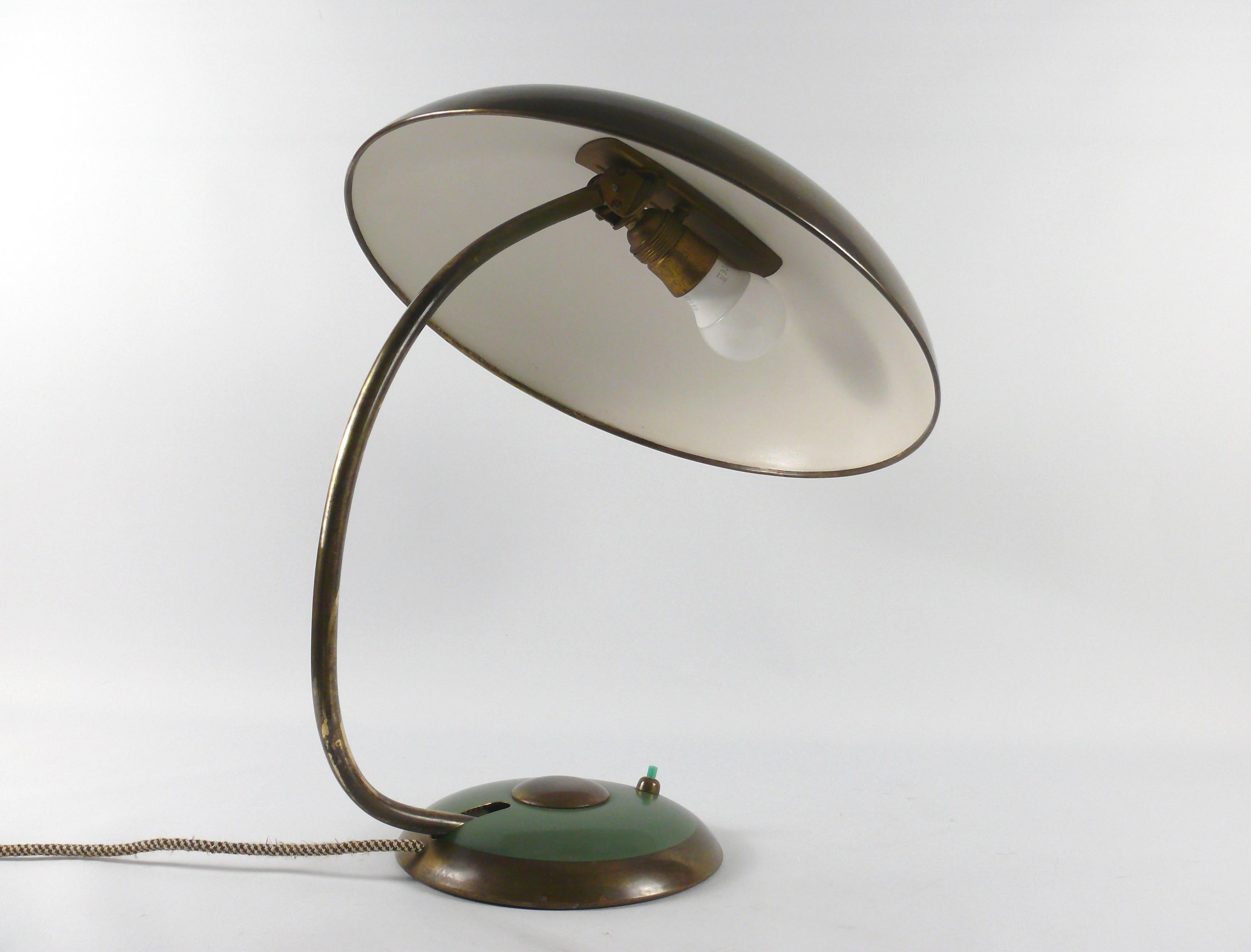 Helo Brass Table Lamp XL, Desk Lamp with Adjustable Shade, Germany, 1950s 5