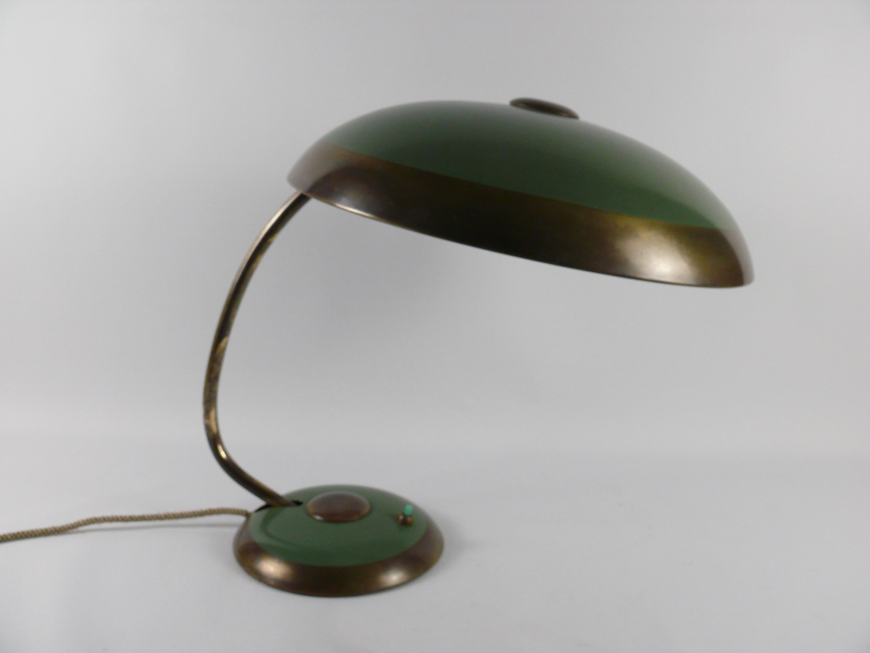 Helo Brass Table Lamp XL, Desk Lamp with Adjustable Shade, Germany, 1950s In Good Condition In Schwerin, MV