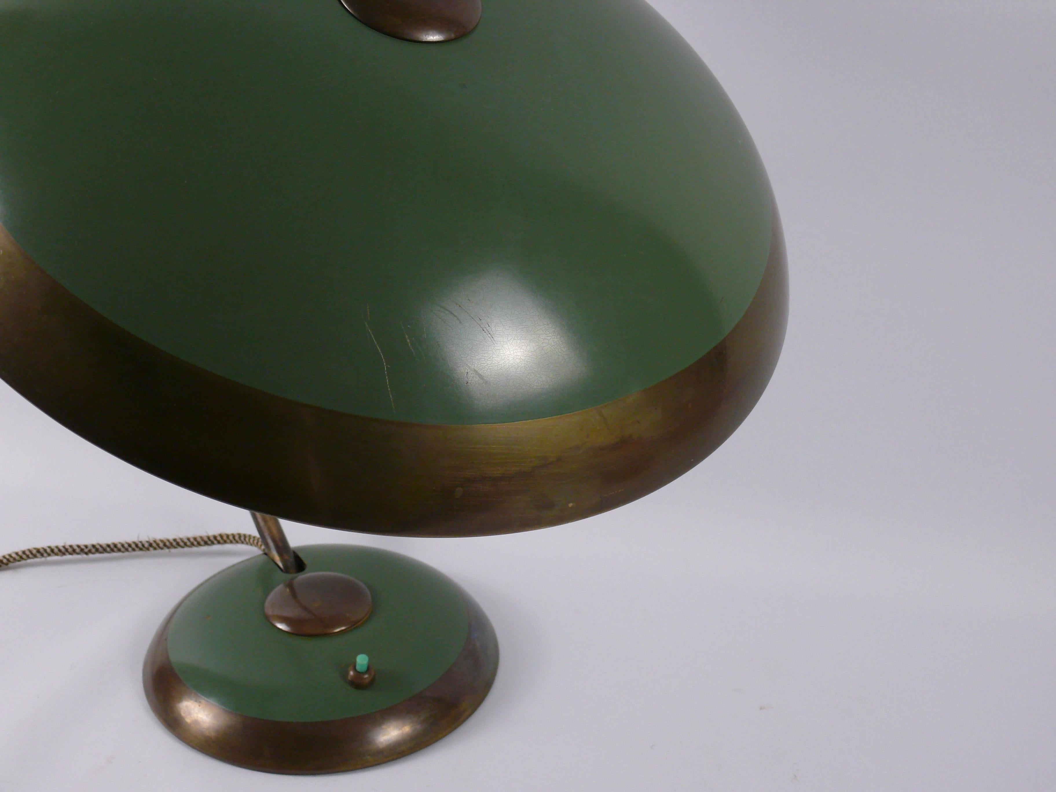 Helo Brass Table Lamp XL, Desk Lamp with Adjustable Shade, Germany, 1950s 1