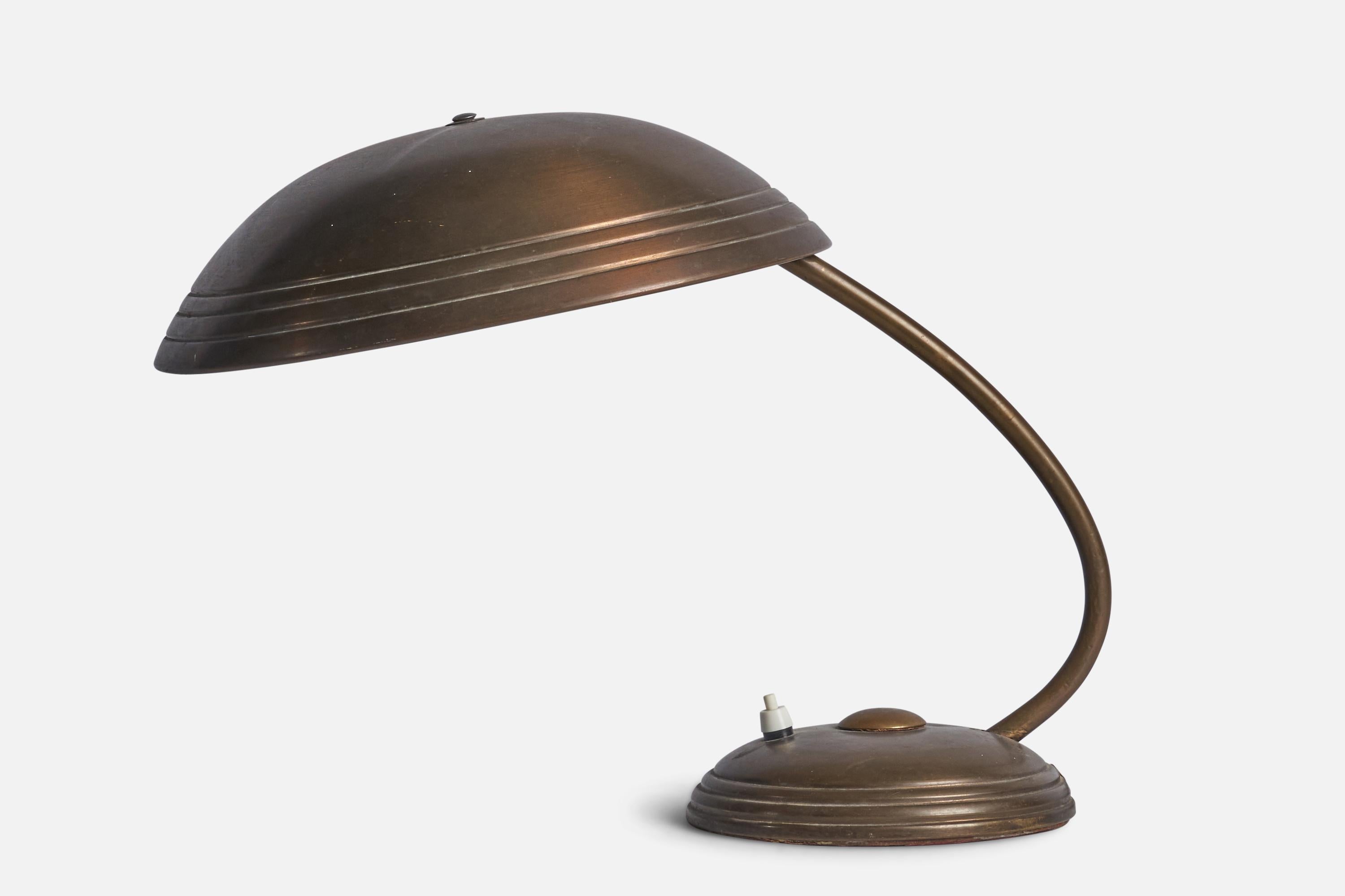 Mid-Century Modern Helo Leuchten, lampe de bureau, laiton, Allemagne, années 1940 en vente