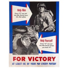 "Help Him. Help Yourself. For Victory." Vintage WWII War Bonds Poster