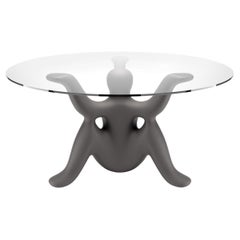 Helpyourself Table in Glass and Black Polyethylene by Philippe Starck