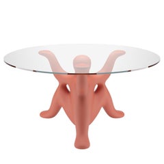 Helpyourself Table in Glass and Terracotta Polyethylene by Philippe Starck